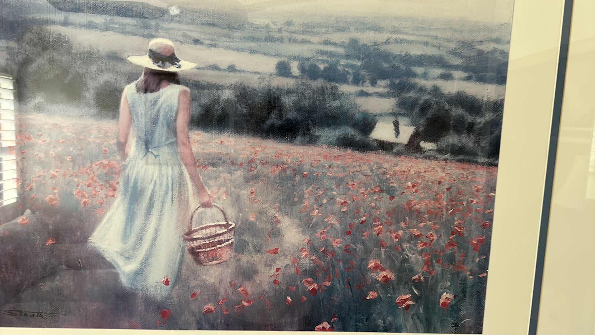 Photo 1 of WHITE FRAMED ART PRINT " ACROSS THE POPPY FIELD" 46" X 33"