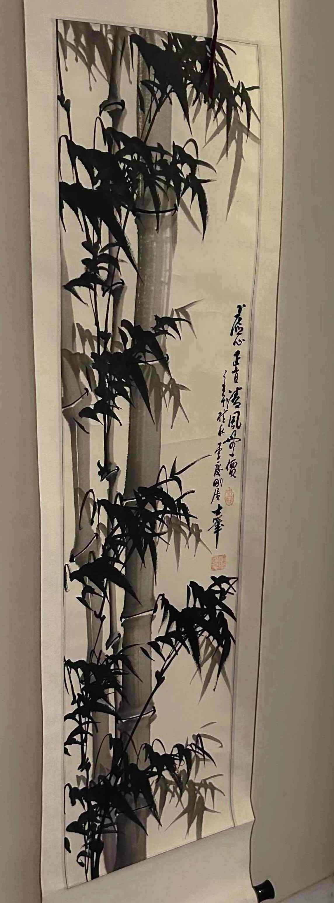 Photo 1 of TRADITIONAL CHINESE BAMBOO SCROLL 66"X 16"