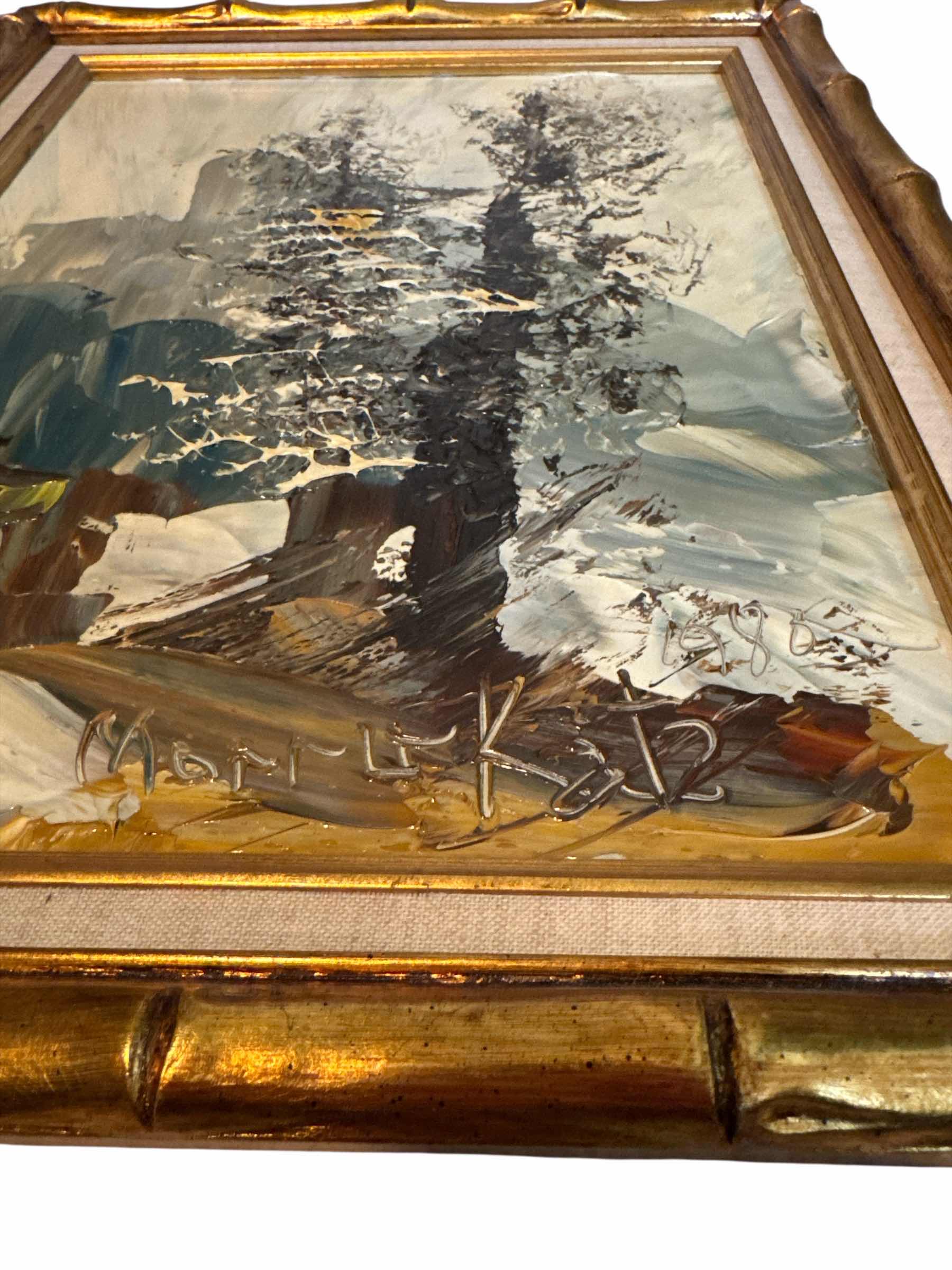 Photo 1 of VINTAGE WOOD FRAMED OIL PAINTING AUTUMN LEAVE BY MORRIS KATZ 1980
W15” X L19”

