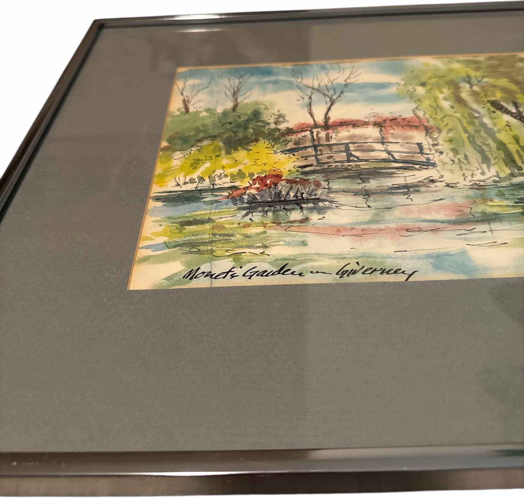 Photo 1 of VINTAGE METAL FRAMED WATERCOLOR ART MONETS GARDEN GIVERNY SIGNED 
W17.25” X L14.25”

$100