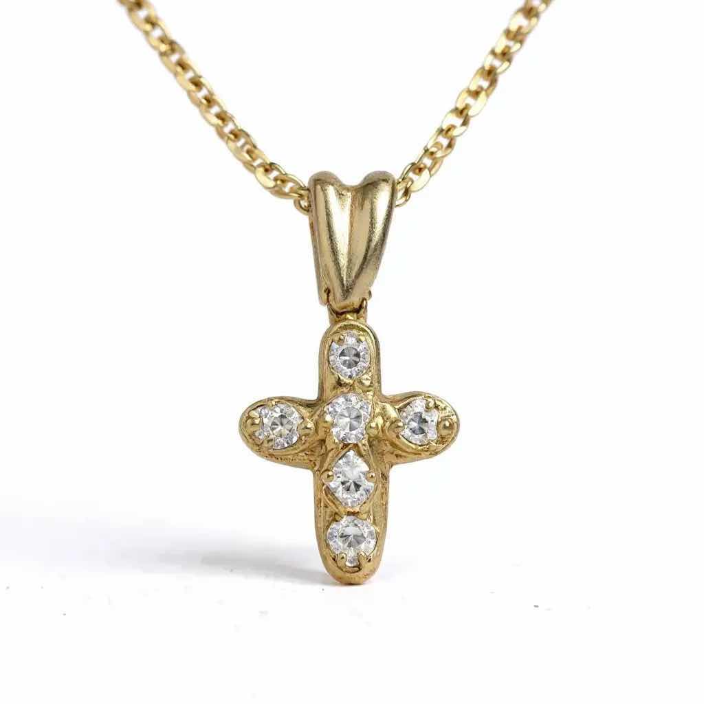 Photo 1 of 14K YELLOW GOLD CROSS W  0.50 ctw DIAMOND PENDANT TTL GRAMS 1.93 W INSURANCE APPRAISAL ITEM #2031