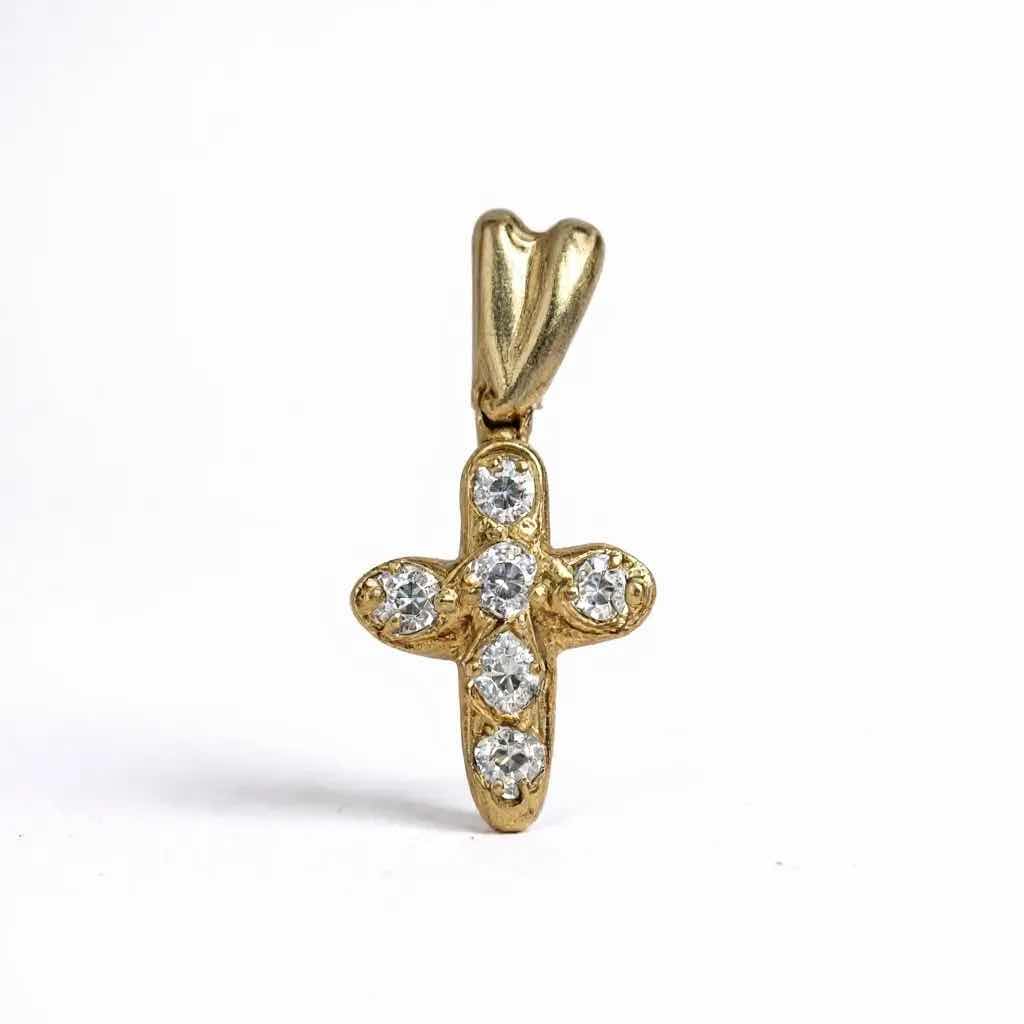 Photo 1 of 14K YELLOW GOLD CROSS W 0.50 ctw DIAMOND PENDANT TTL GRAMS 1.93 W INSURANCE APPRAISAL ITEM #2031