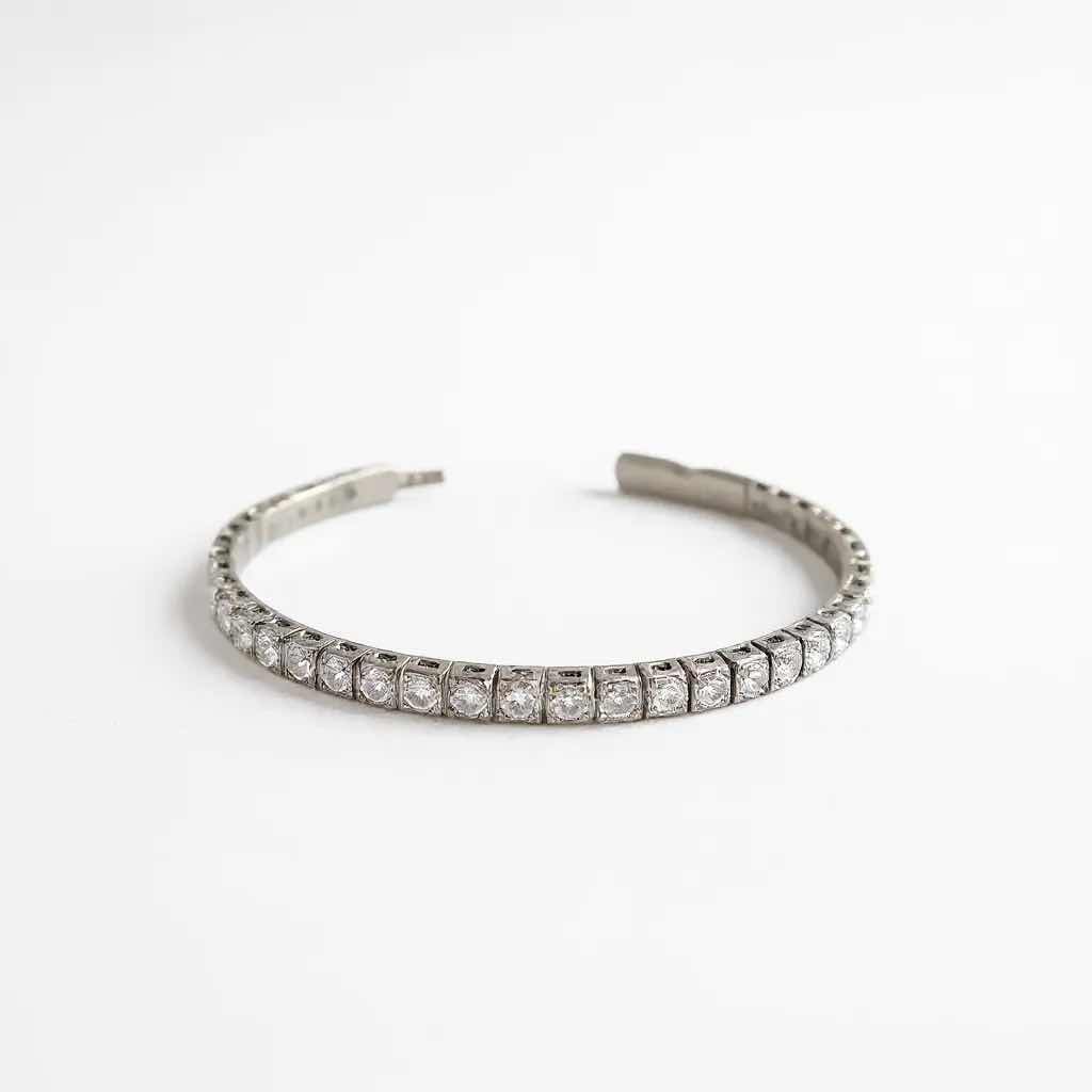 Photo 1 of 14K WHITE GOLD W 1.50 ctw DIAMOND BANGLE BRACELET TTL GRAMS 7.72 W INSURANCE APPRAISAL ITEM #2032