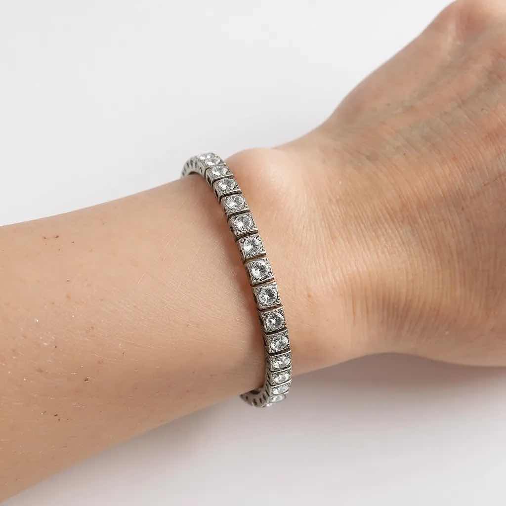 Photo 1 of 14K WHITE GOLD W 1.50 ctw DIAMOND BANGLE BRACELET TTL GRAMS 7.72 W INSURANCE APPRAISAL ITEM #2032 