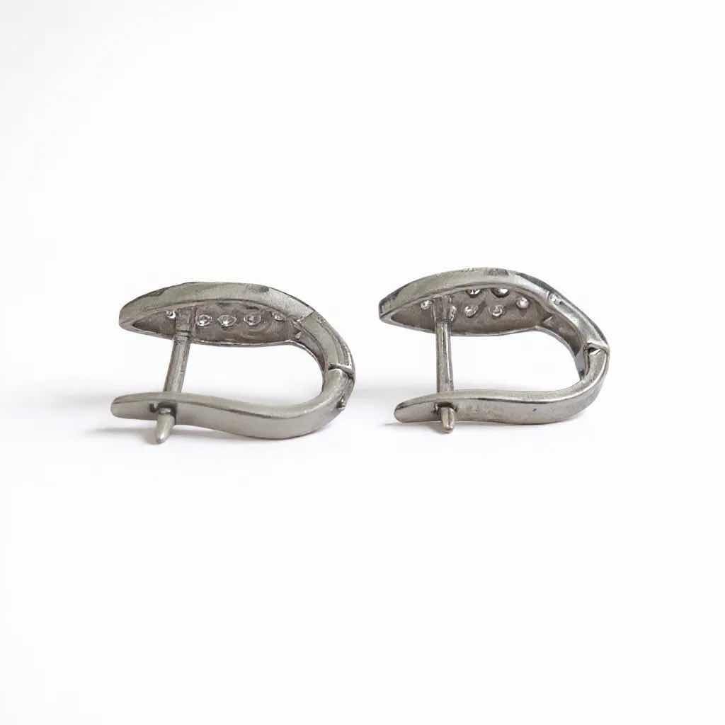 Photo 1 of 18K WHITE GOLD PAIR W 0.50 ctw OF DIAMOND EARRINGS TTL GRAMS 3.40 W INSURANCE APPRAISAL ITEM # 2017 