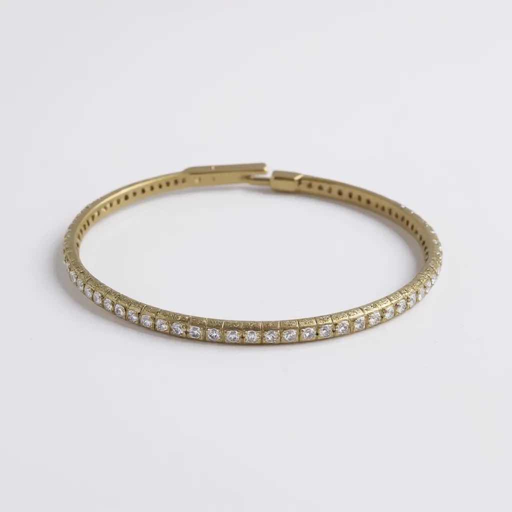 Photo 1 of 14K YELLOW GOLD W 2.00 ctw DIAMOND BANGLE BRACELET TTL GRAMS 8.46 W INSURANCE APPRAISAL ITEM # 2021