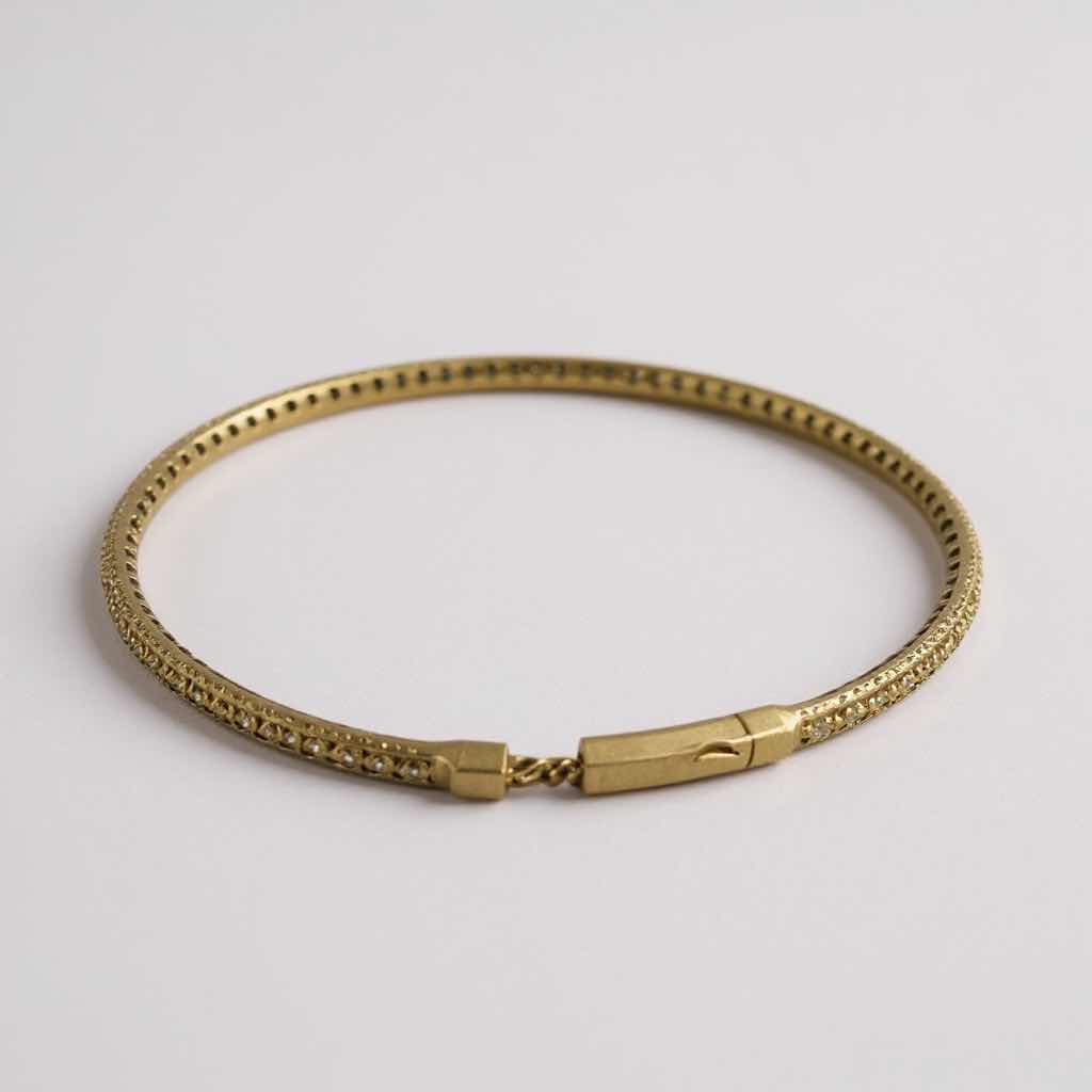 Photo 1 of 14K YELLOW GOLD W 2.00 ctw DIAMOND BANGLE BRACELET TTL GRAMS 8.46 W INSURANCE APPRAISAL ITEM # 2021 