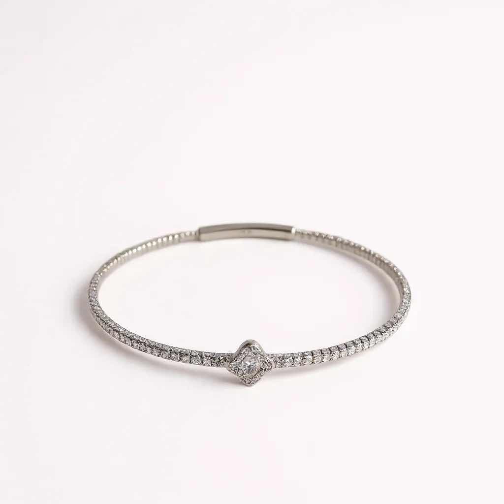 Photo 1 of 14K WHITE GOLD W 0.25 ctw DIAMOND BANGLE BRACELET TTL GRAMS 4.70 W INSURANCE APPRAISAL ITEM # 2022 RETAIL 