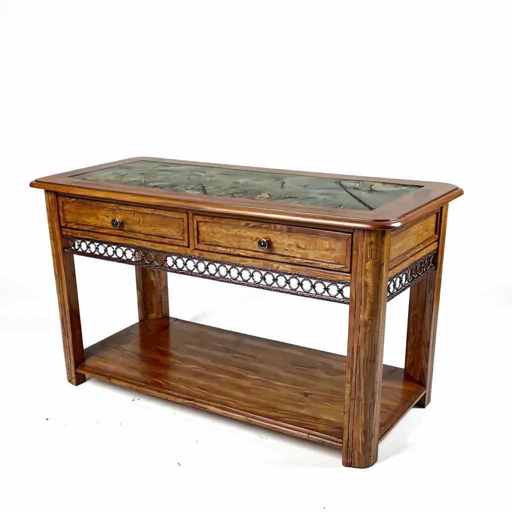 Photo 1 of SOLID WOOD MAGNUSSEN MADISON SOFA TABLE  W A SLATE INLAY TOP 50" X 19" H 29"