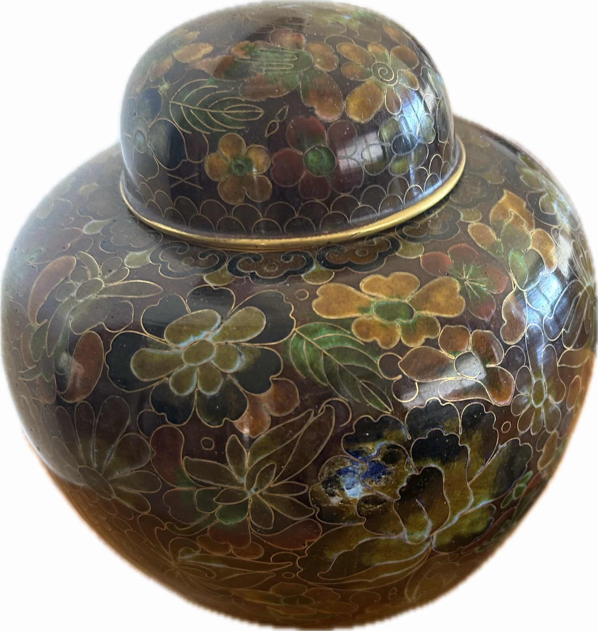 Photo 1 of VINTAGE BOHO CLOISONNÉ JAR W LID H 8"& SMALL TRINKET BOX