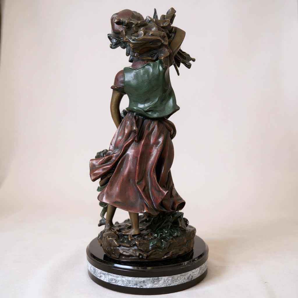 Photo 1 of BRONZE SCULPTURE BY  H MOUREAU  " WOOD WOMAN WITH CHILD " H 22" VERY HEAVY 