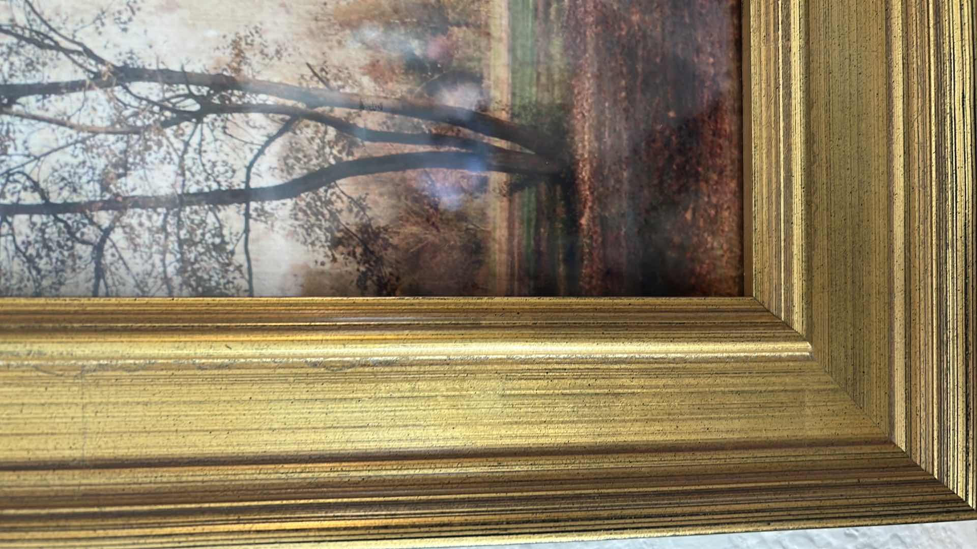Photo 1 of GOLD FRAME ARTWORK " AUTUMN SUNSET" 19" X 19"
