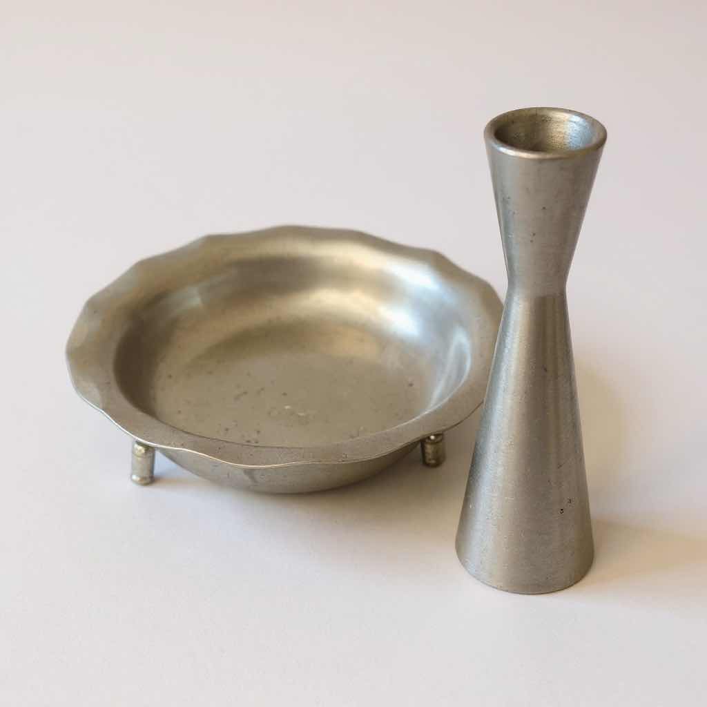 Photo 1 of TRADE CONTINENTAL PEWTER SALT PEPPER BOWL SMALL VASE