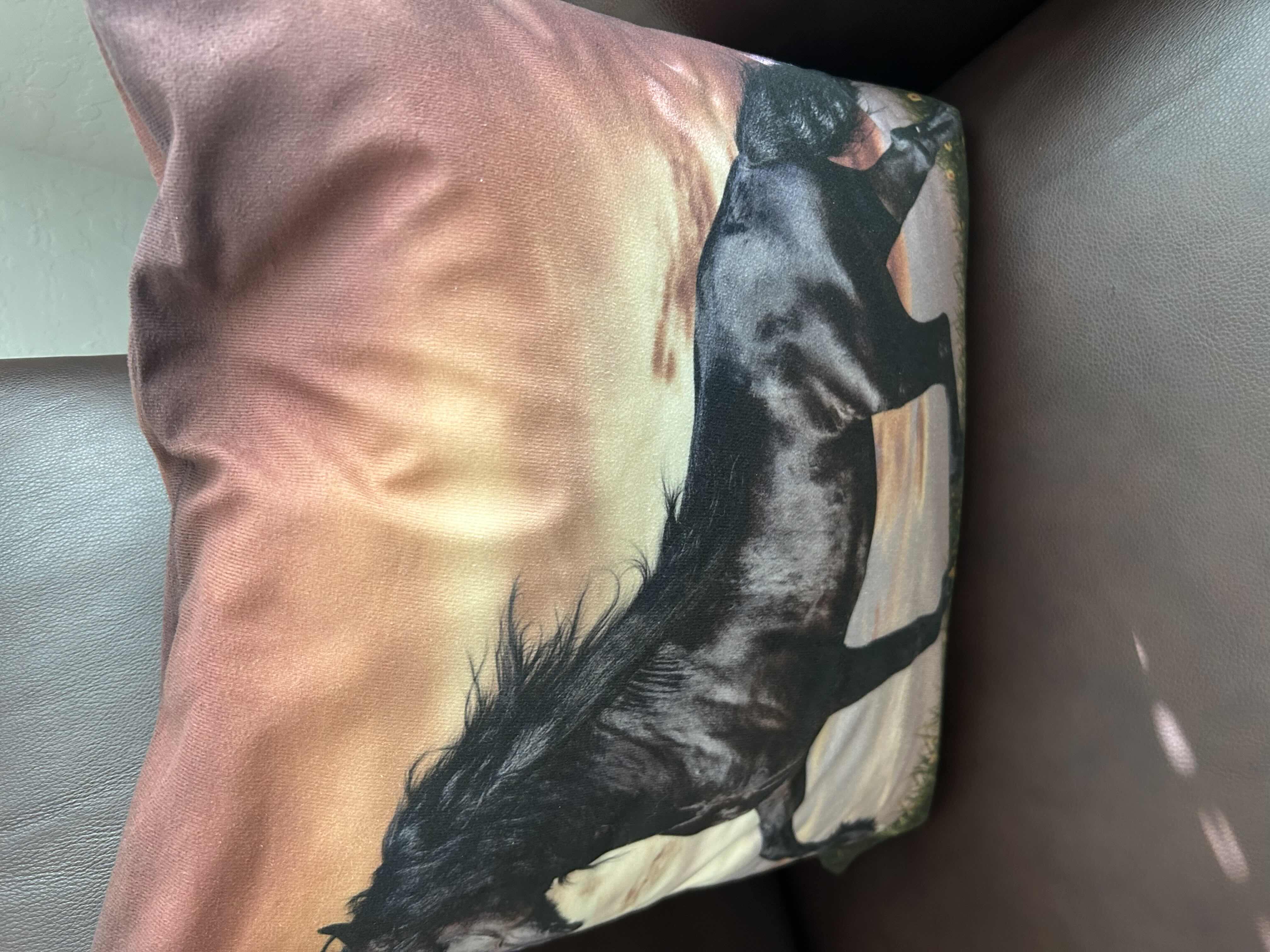 Photo 1 of 3 DECORATIVE HORSE PILLOWS AND KODIAK BROWN FURRY THROW