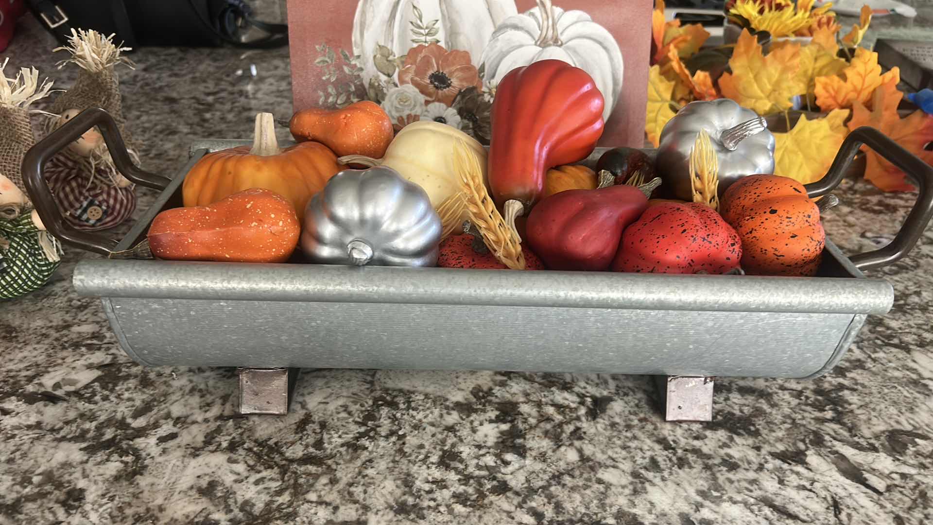 Photo 1 of FALL DECOR- TIN CONTAINER 19” x H5”