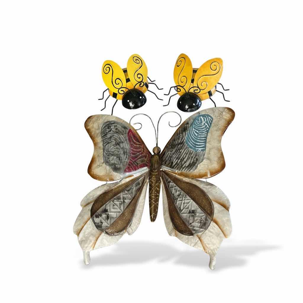 Photo 1 of 2 METAL BUMBLEBEES & BUTTERFLY 12” x 12”