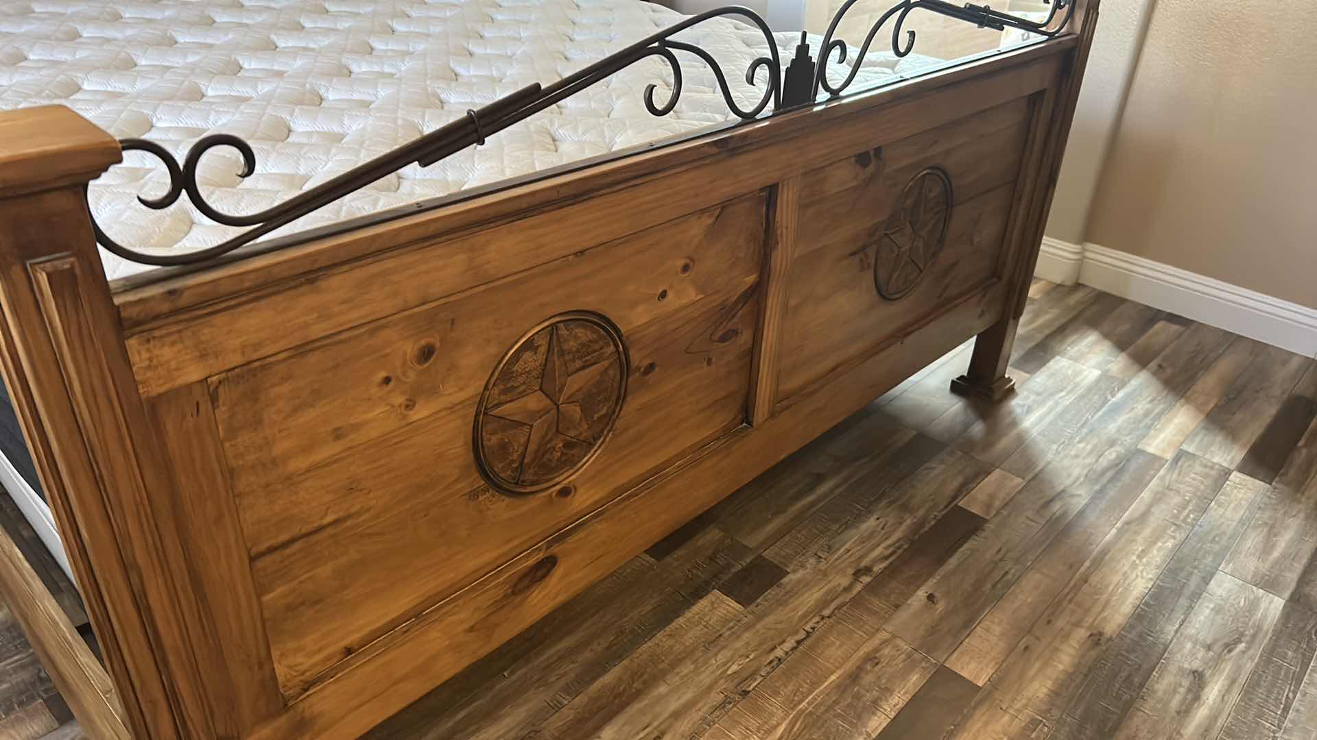 Photo 1 of KING RUSTIC TEXAS STAR SOLID WOOD & METAL BED FRAME BED & BEDDING SOLD SEPARATELY
