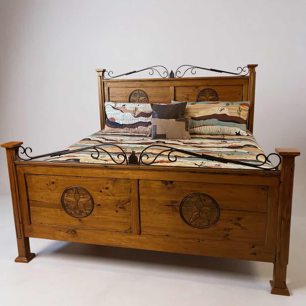 Photo 1 of KING RUSTIC TEXAS STAR SOLID WOOD & METAL BED FRAME BED & BEDDING SOLD SEPARATELY