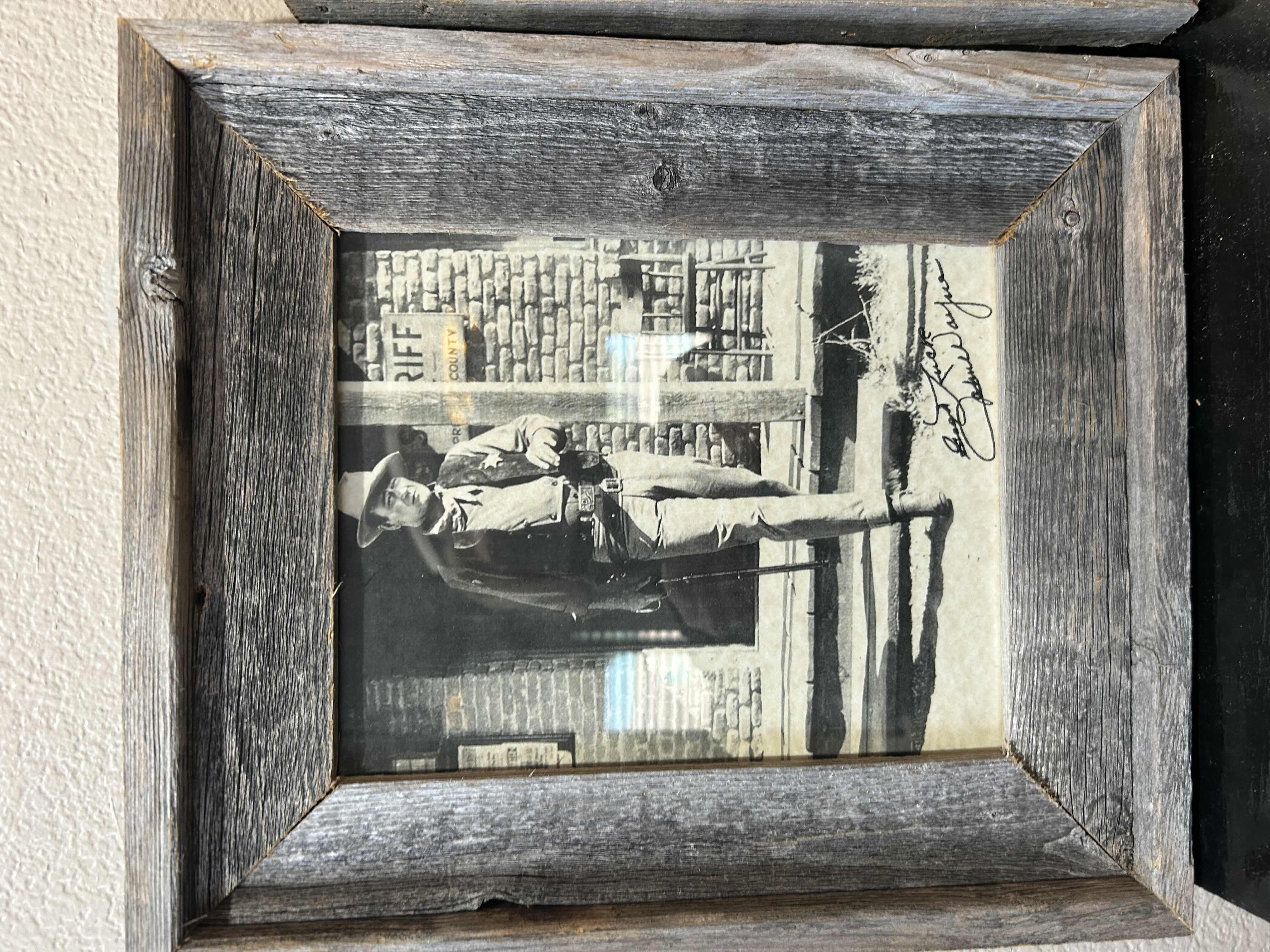 Photo 1 of 2 - RUSTIC WOOD FRAMED PICTURES OF JOHN WAYNE 14" 12"