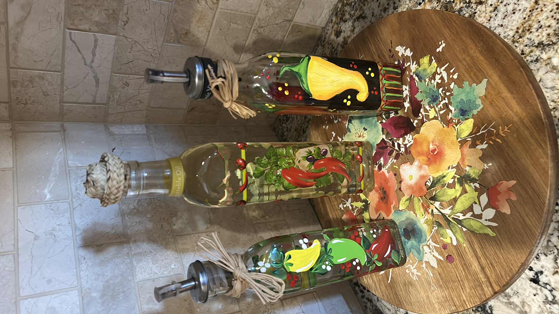 Photo 1 of DECORATIVE HAND PAINTED BOTTLES LAZY SUSAN