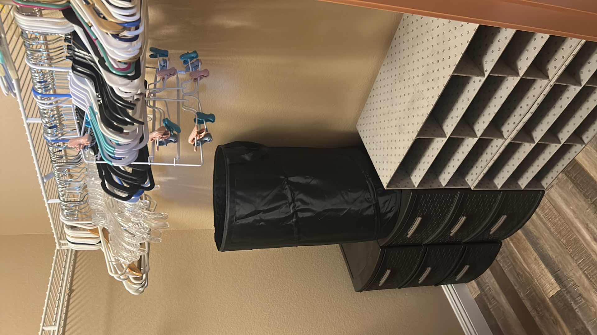 Photo 1 of ASSORTED HANGERS SHOE RACK HAMPER 2 3 - DRAWER PLASTIC CABINET