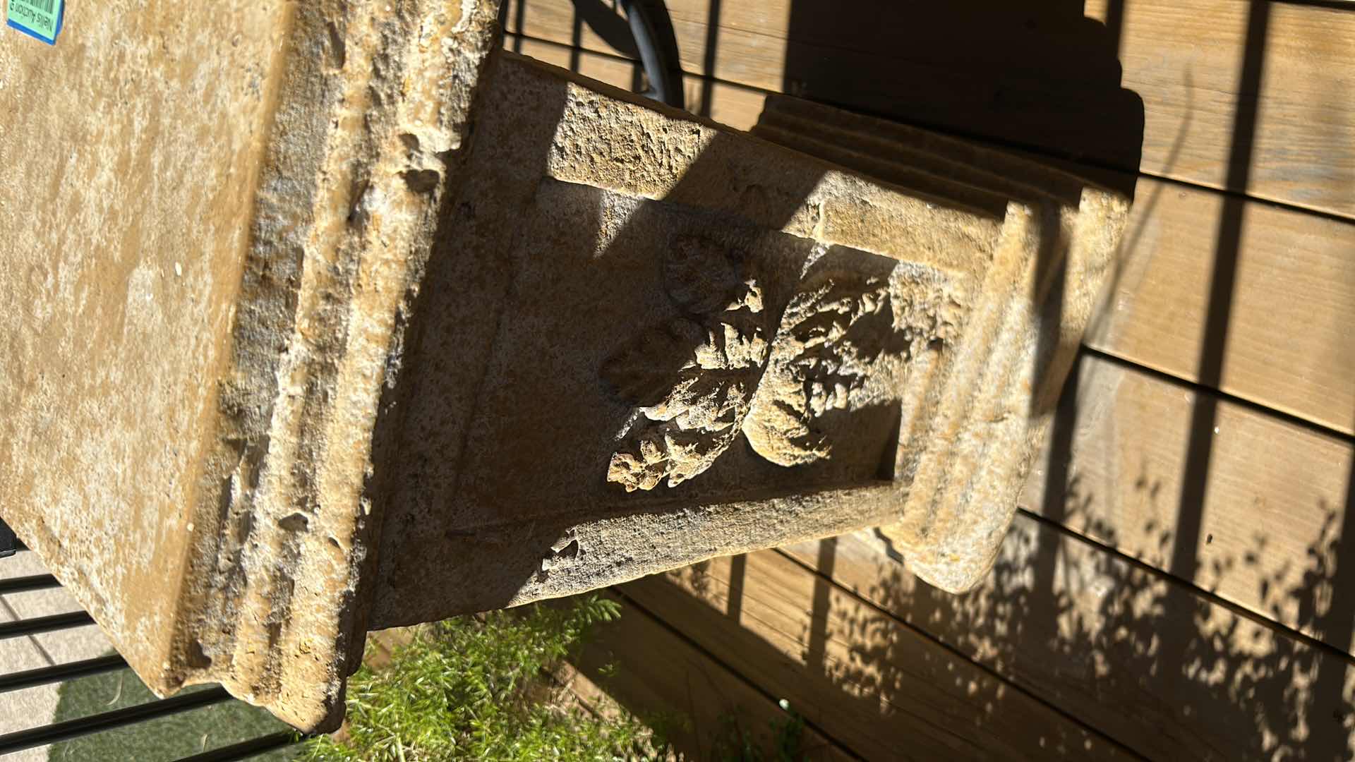 Photo 1 of CARVED LEAF CEMENT DISPLAY STAND H 27"