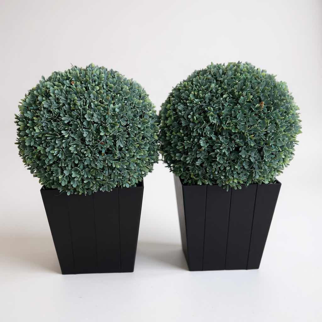 Photo 1 of 2- FAUX BOXWOOD BALL TOPIARY IN BLACK PLANTER