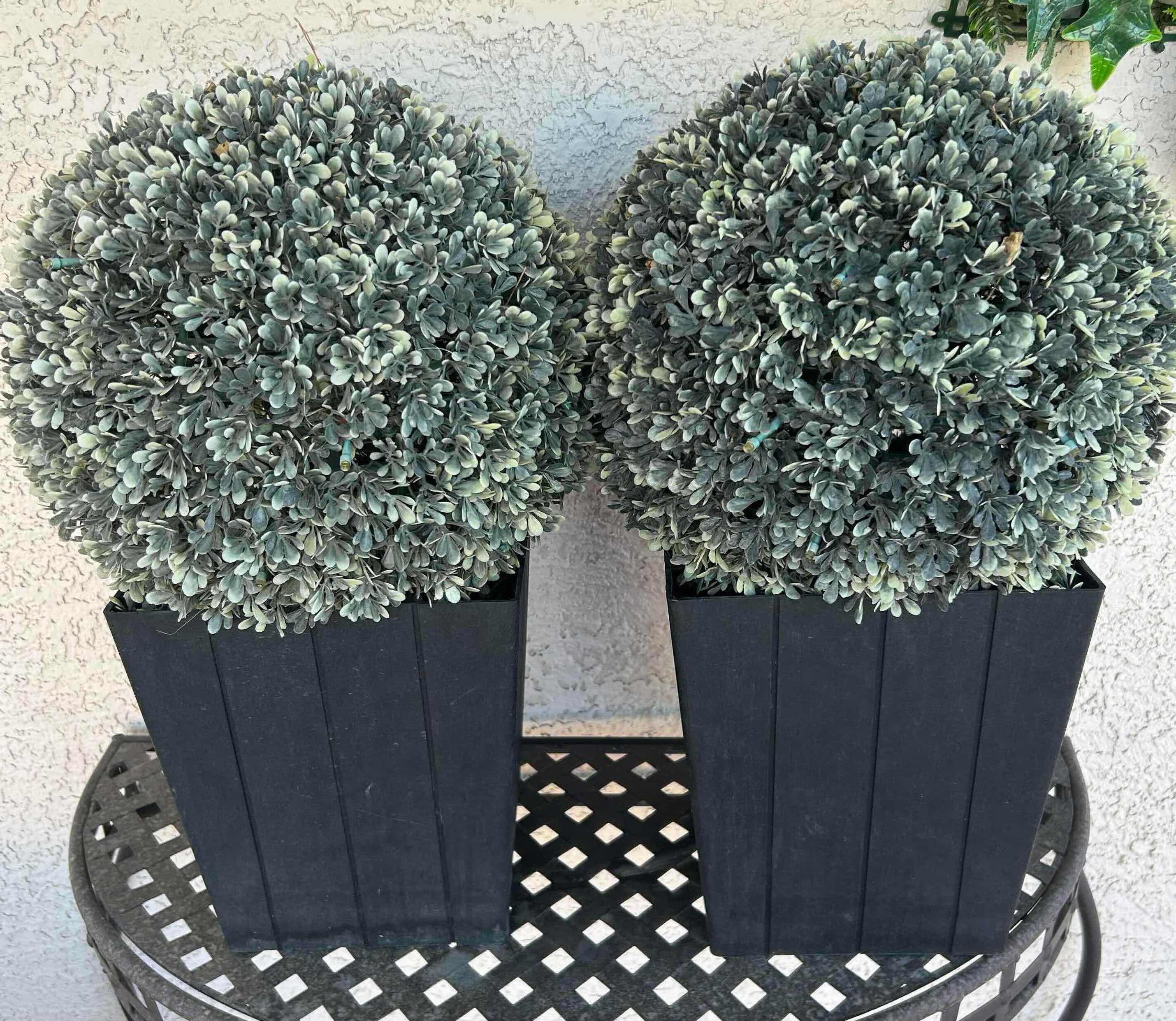 Photo 1 of 2- FAUX BOXWOOD BALL TOPIARY IN BLACK PLANTER