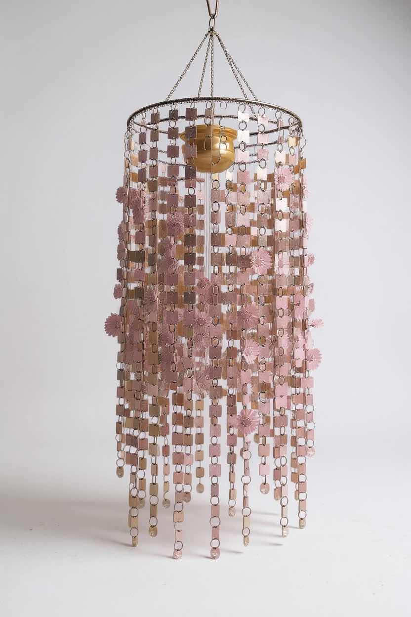 Photo 1 of INNOVATIONS COLOR CHANGING PINK FLOWERS WIND CHIME H 32"