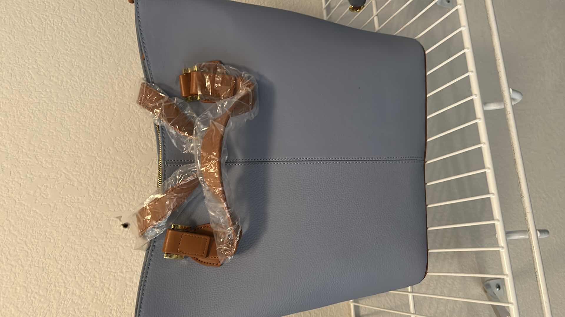 Photo 1 of NEW JOY & IMAN ALEXANDRIA LEATHER TOTE W CROSSBODY BAG PERIWINKLE BLUE