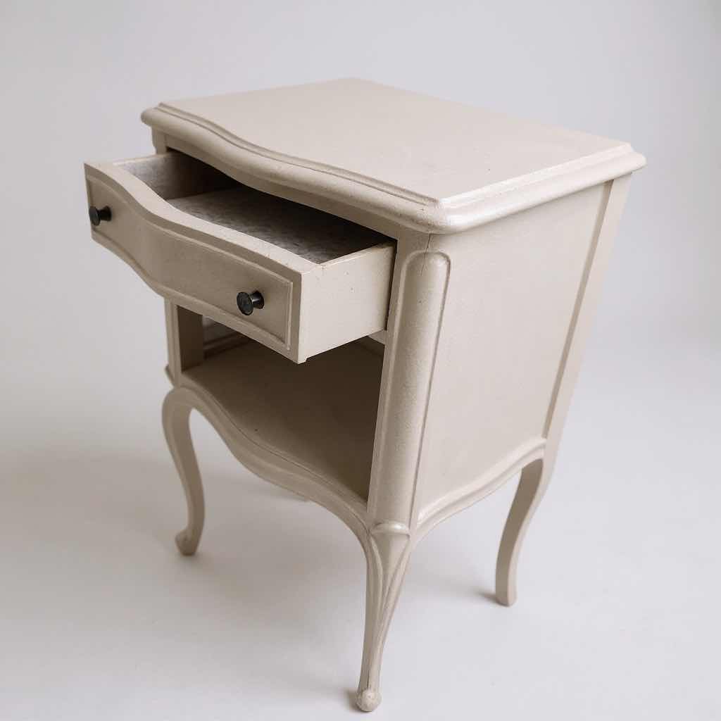 Photo 1 of FRENCH PROVINCIAL OFFWHITE NIGHTSTAND W OPEN SHELF 17" X 12" H 28"