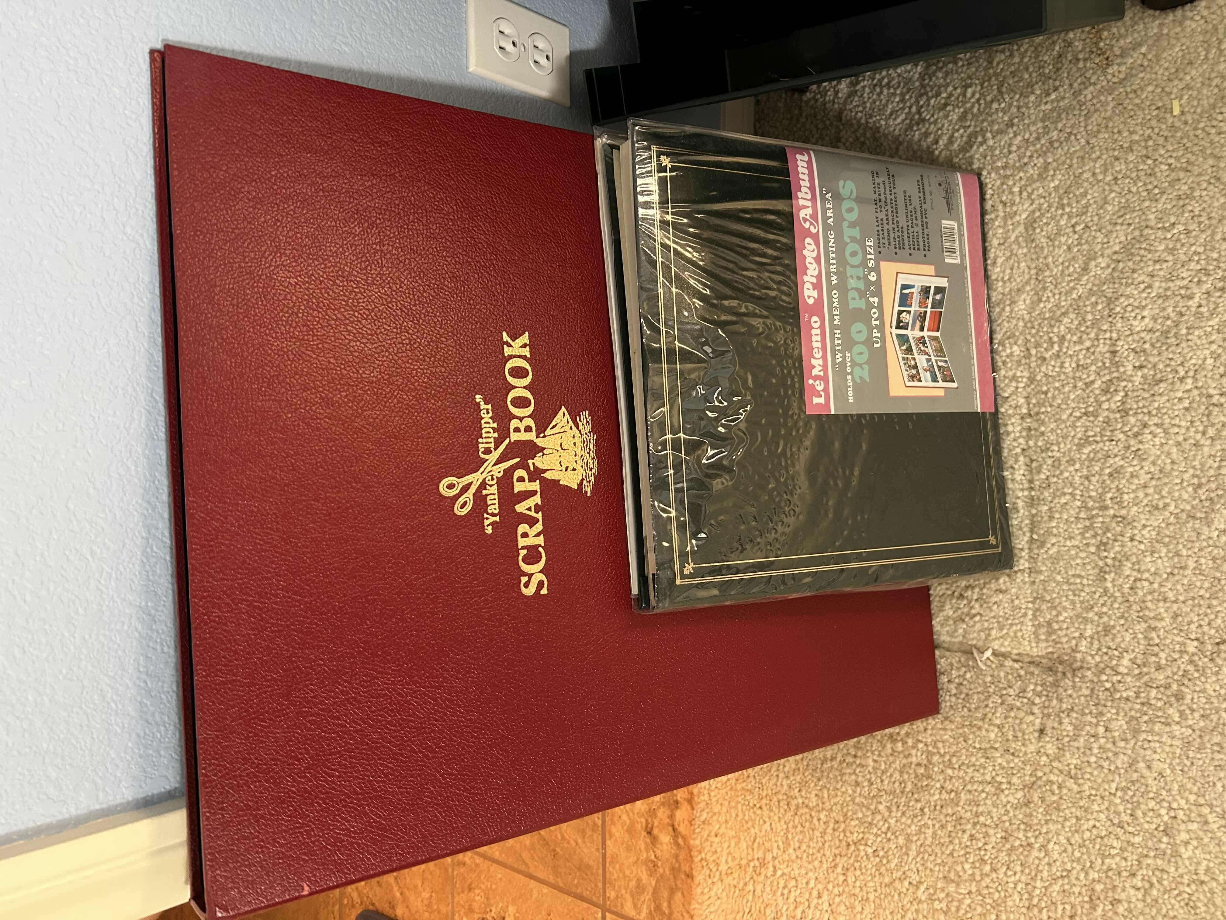 Photo 1 of GREEN FILE SUPPLY CRAFT CARRYING CASEL 23" X 14" & 2 LARGE SCRAP BOOKS