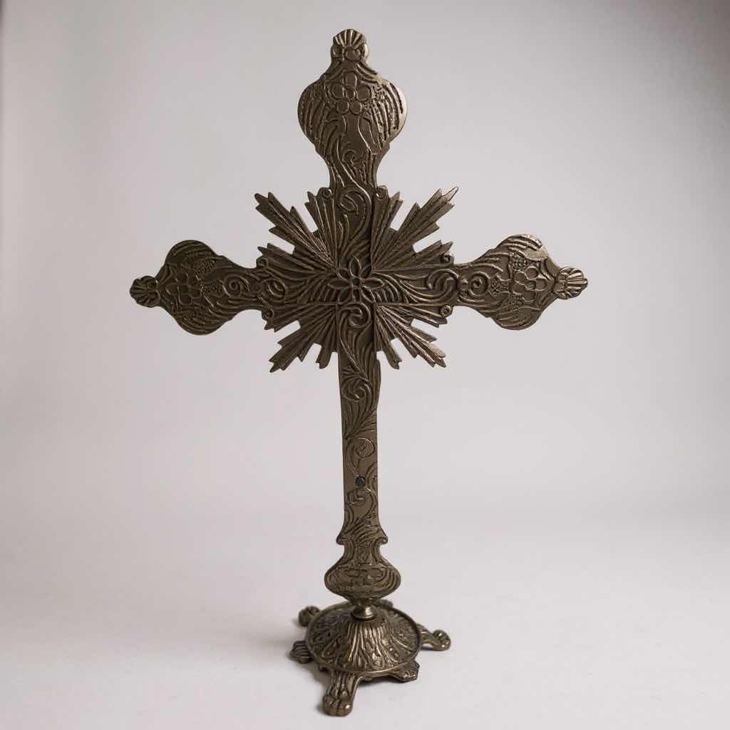 Photo 1 of SILVER TONE FINISH STANDING CRUCIFIX H 14"