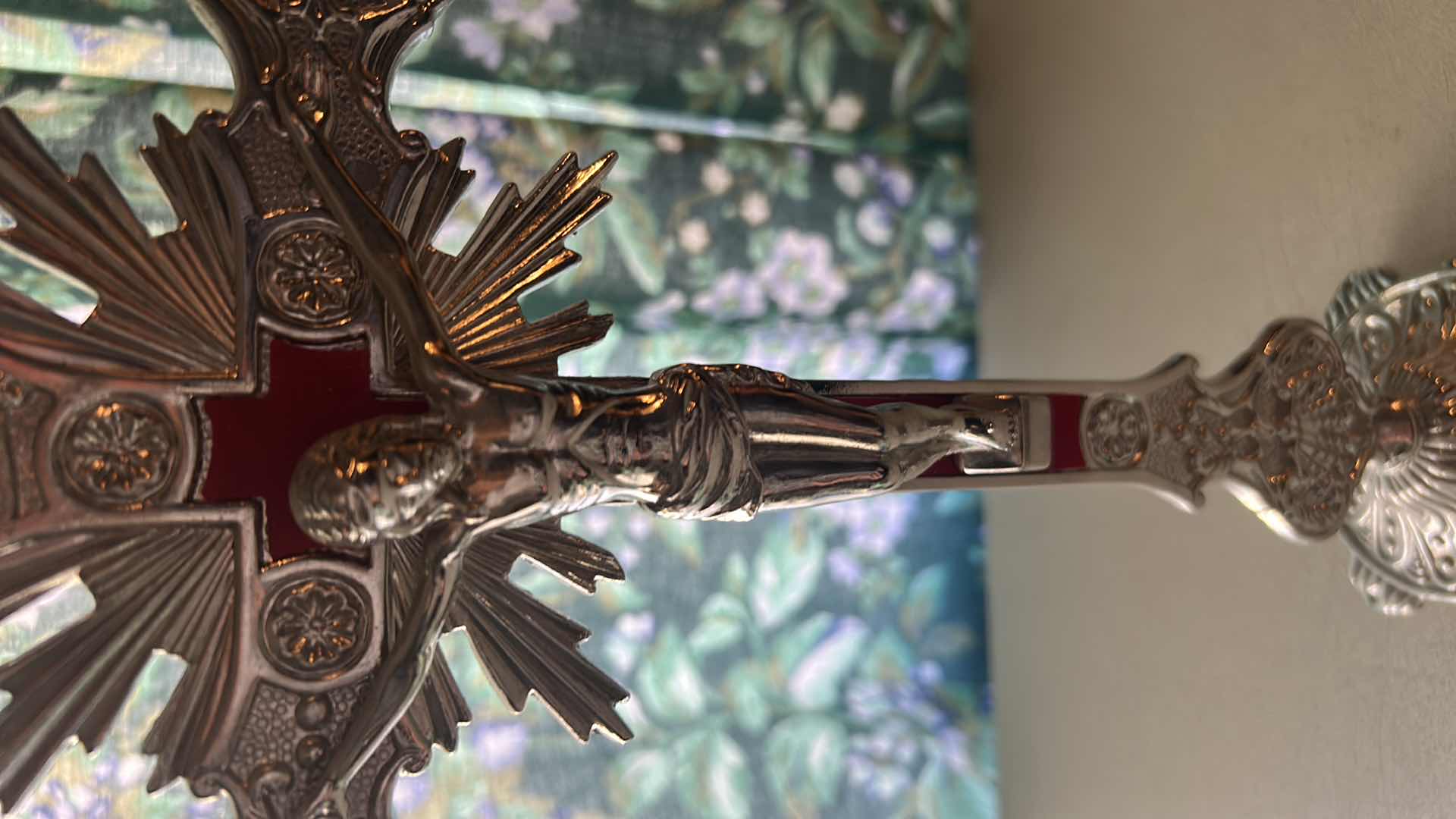 Photo 1 of SILVER TONE FINISH STANDING CRUCIFIX H 14"