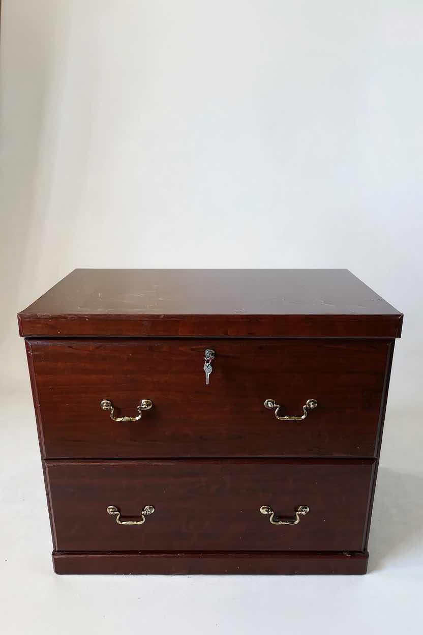 Photo 1 of CHERRY FINISH 2 DRAWER FILING CABINET 31" X 20" H30"