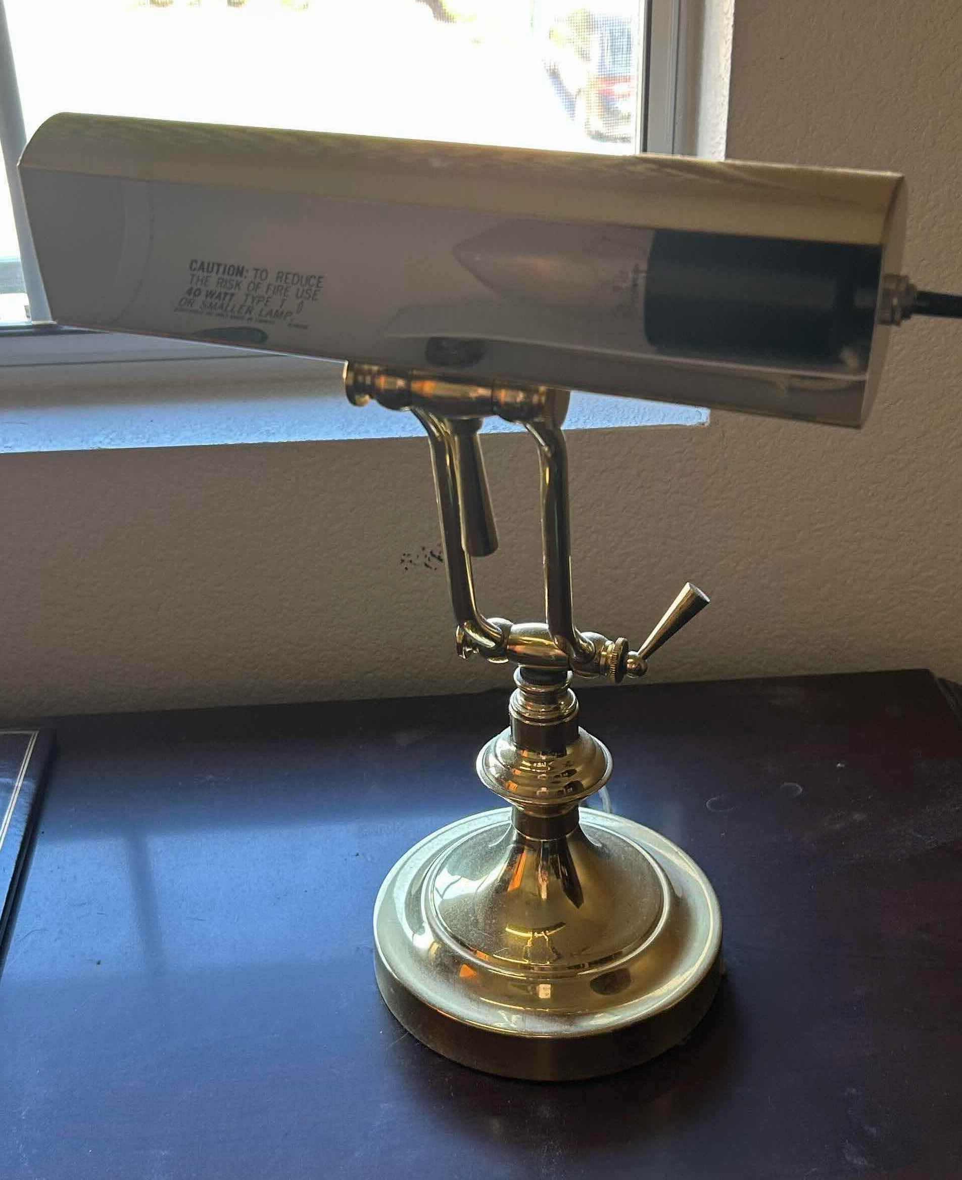 Photo 1 of GOLD FINISH BANKERS TABLE LAMP H 15"