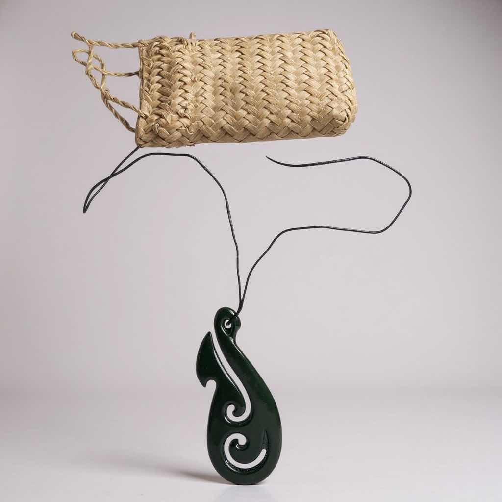 Photo 1 of HEI MATAU NECKLACE W WOVEN POUCH & METAL INCENSE HOLDER