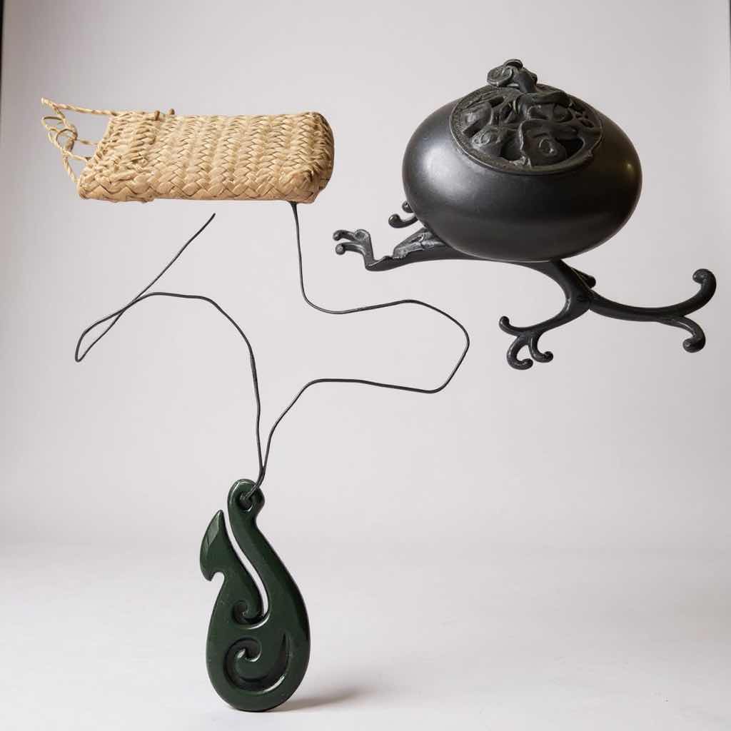 Photo 1 of HEI MATAU NECKLACE W WOVEN POUCH & METAL INCENSE HOLDER