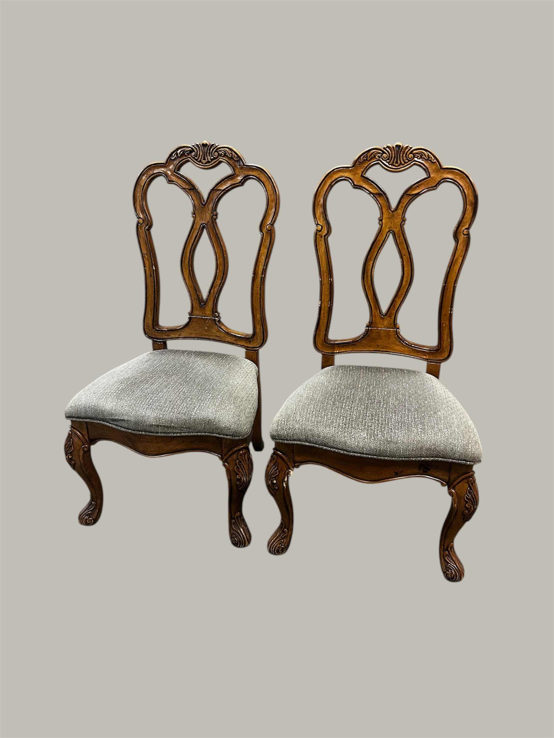 Photo 1 of 2- TRADITIONAL STYLE WOOD SIDE CHAIRS W UPHOLSTERED SEAT