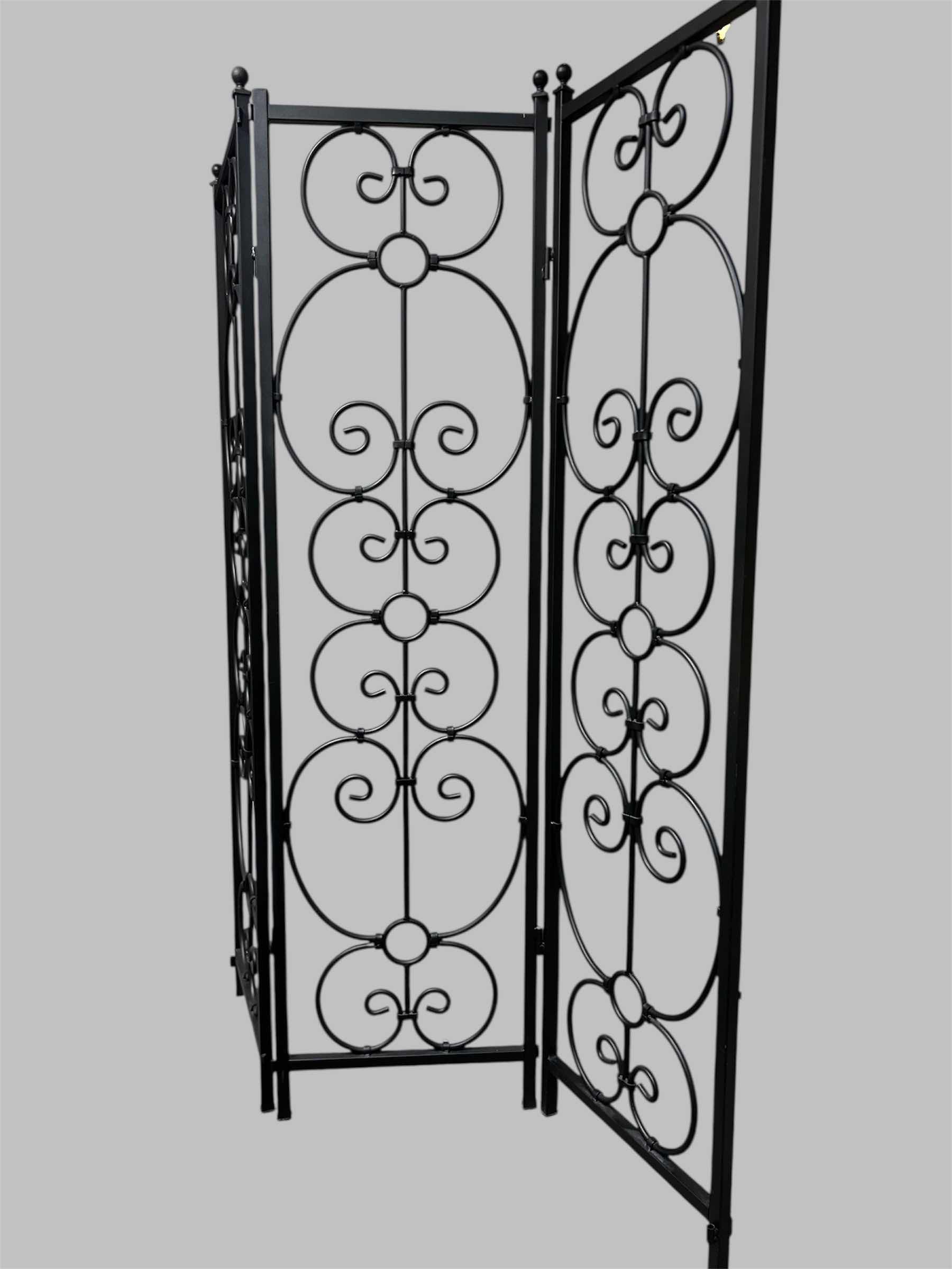 Photo 1 of BROWN SCROLLWORK WROUGHT IRON 3 PANEL ROOM DIVIDER H 76"