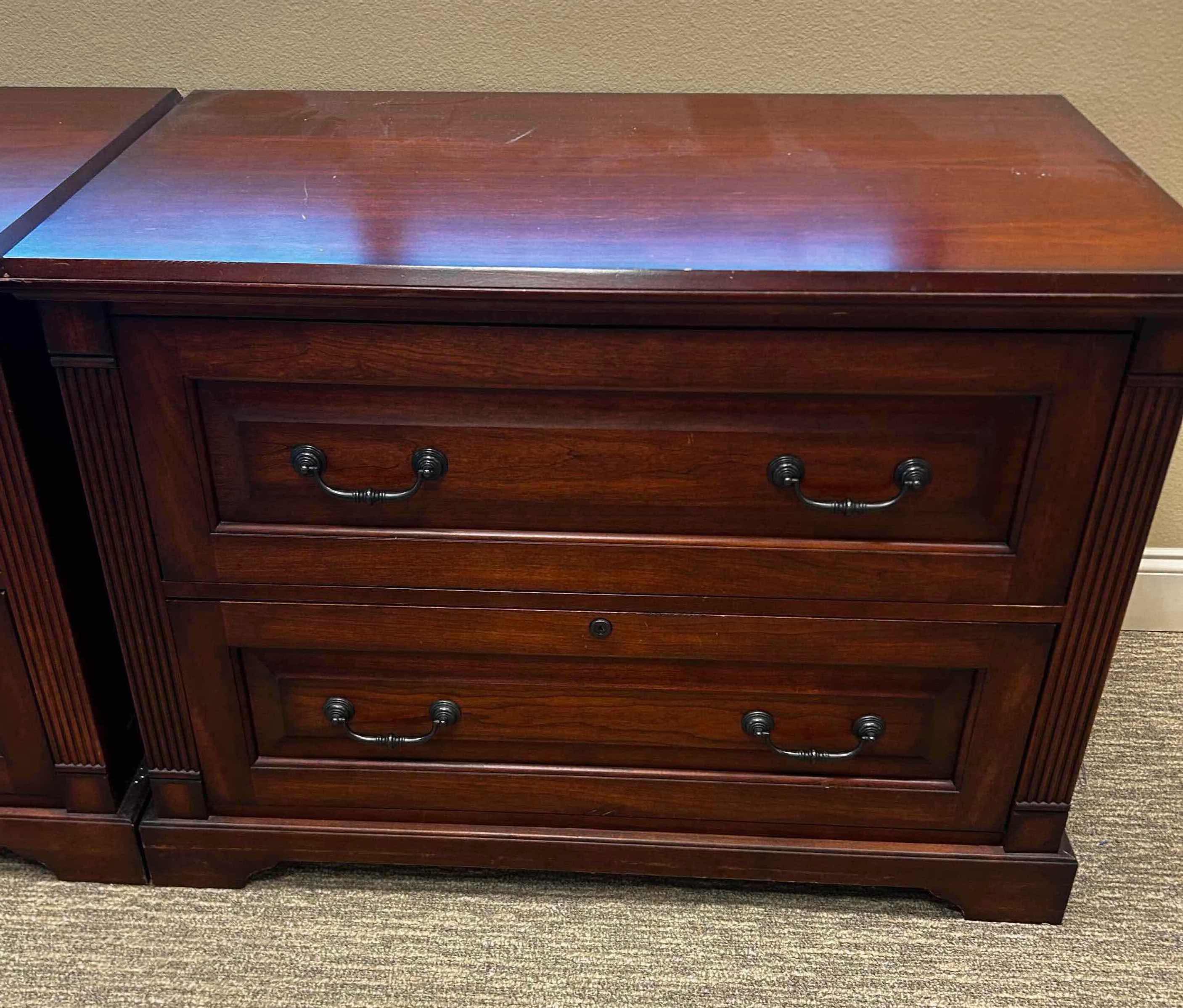 Photo 1 of CHERRY FINISH FILING CABINET 40" X 22" H 29"