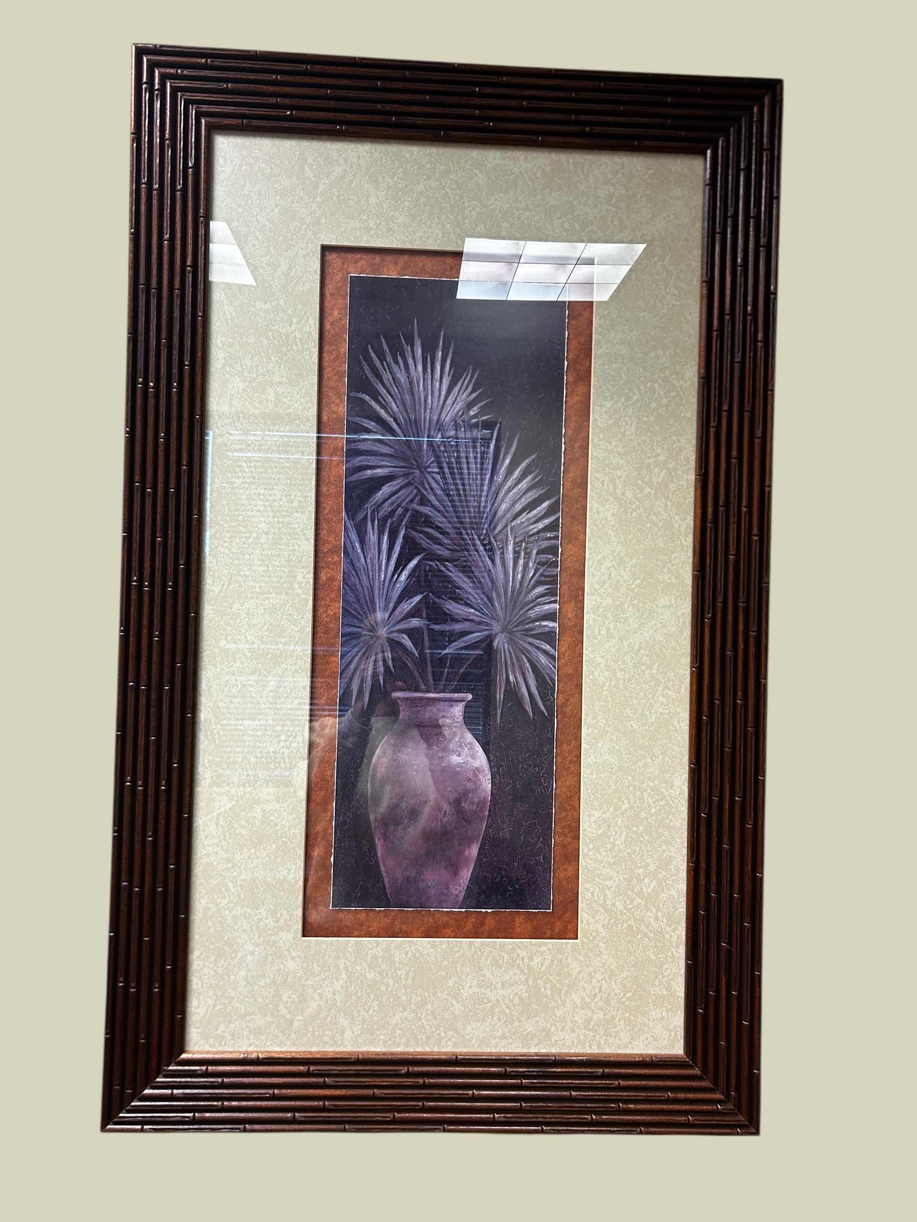 Photo 1 of BAMBOO STYLE BROWN FRAMED POTTED PALM WALL ART 28" X 45"
