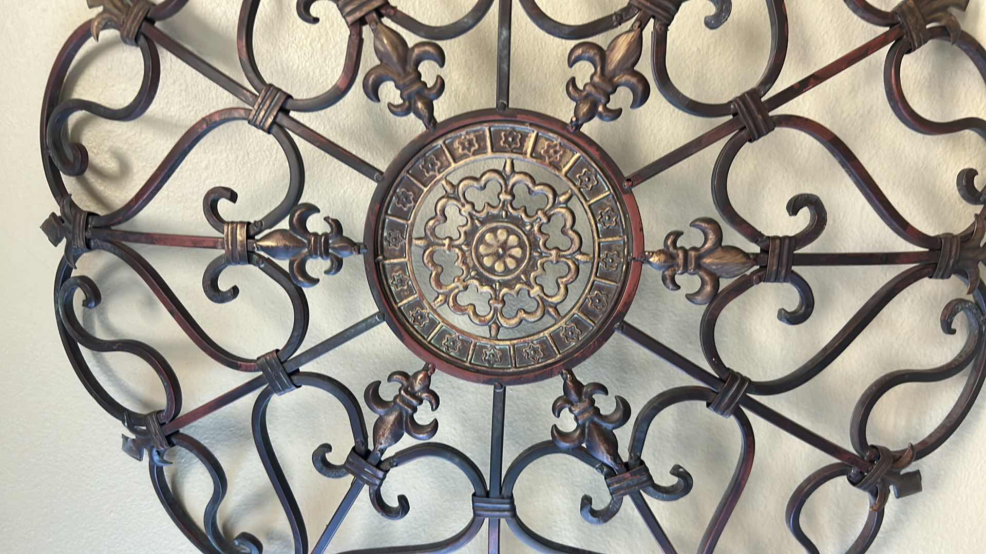 Photo 1 of BROWN METAL SCROLL WALL DECOR MEDALLION 30" X 30"