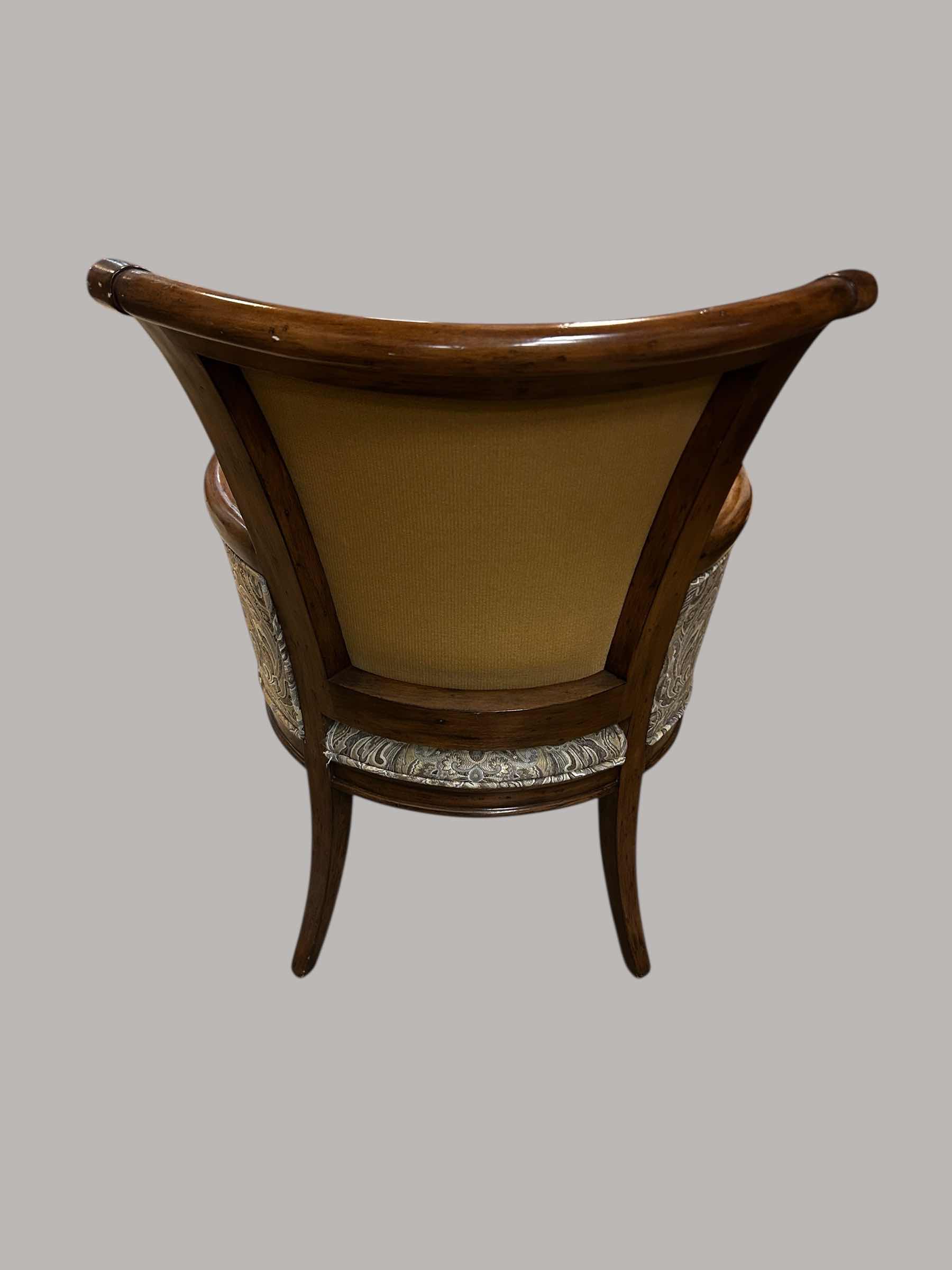 Photo 1 of TRADITIONAL WOOD ACCENT CHAIR W YELLOW GOLD PAISLEY FABRIC