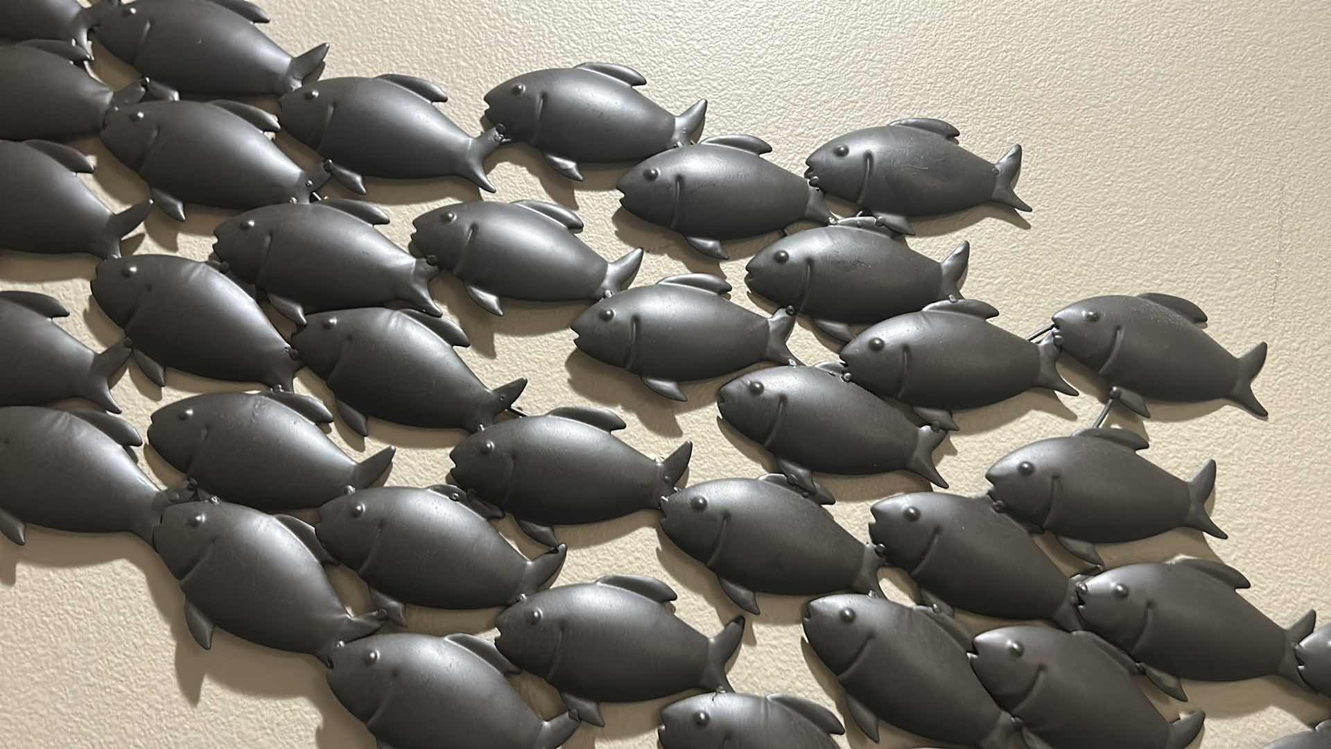 Photo 1 of DECMODE DARK BROWN METAL SWIMMING FISH WALL DECOR W 48"