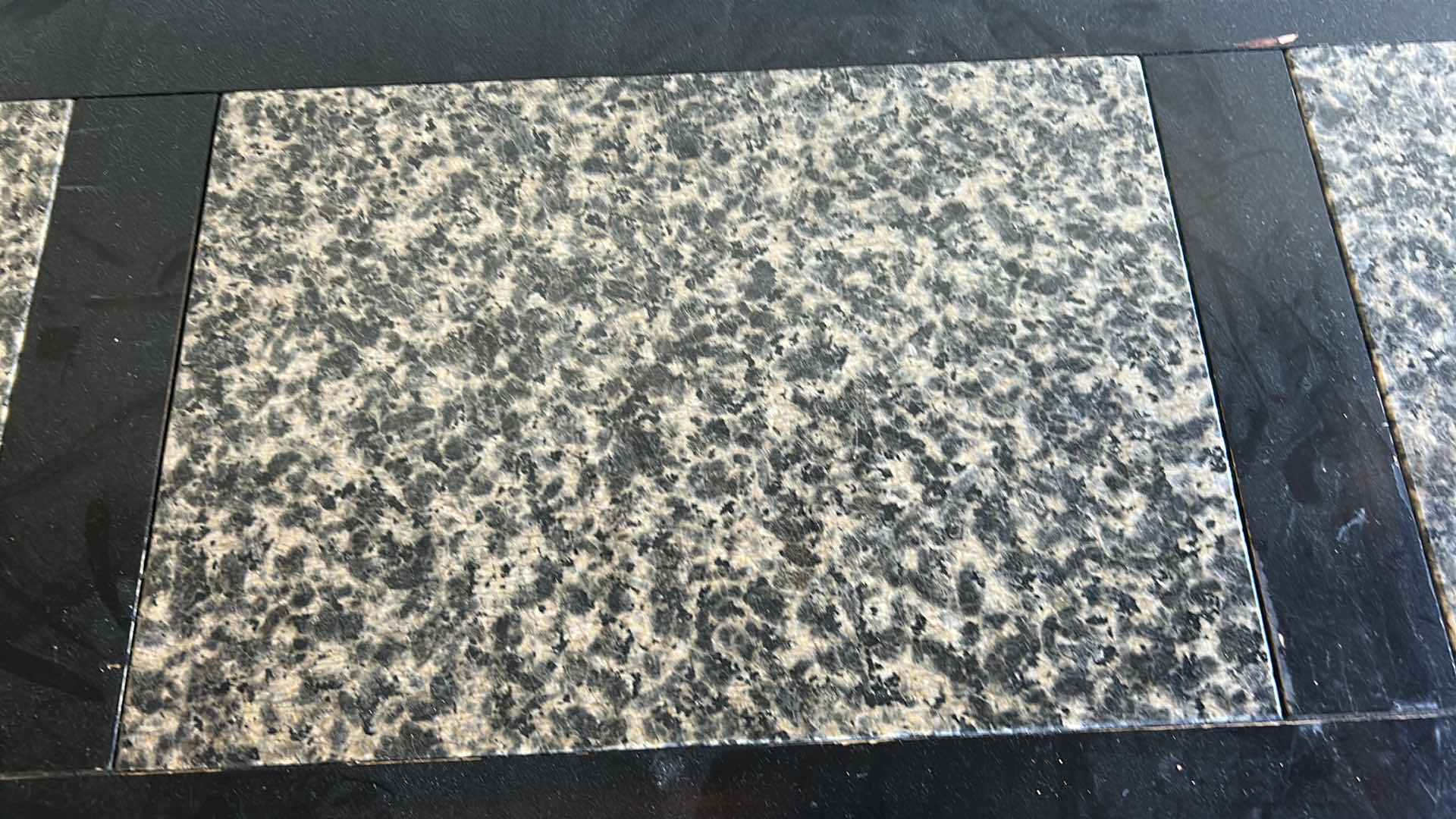 Photo 1 of BLACK FINISH CONSOLE W STONE TOP GLASS DOORS 58"X 17" H 36"