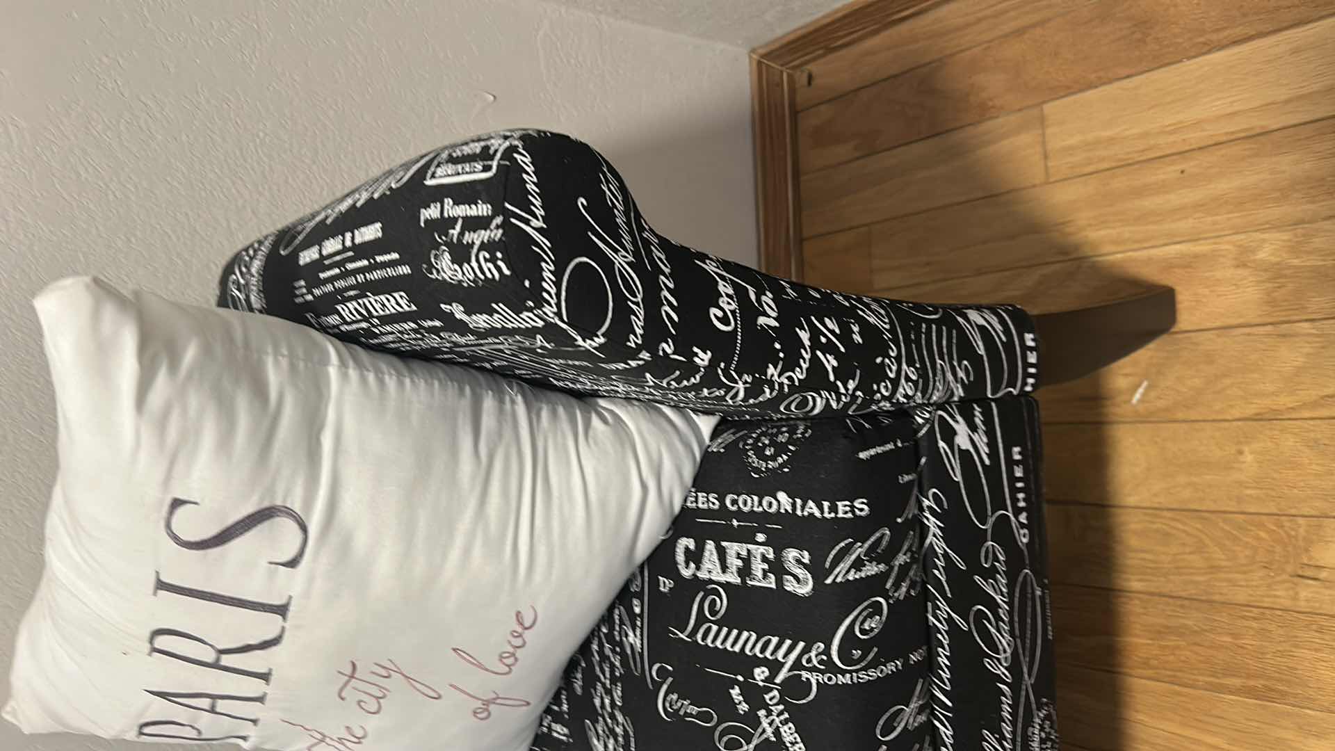 Photo 1 of LINON LILLIAN LINEN UPHOLSTERED BENCH W MAHOGANY FEET 53" X 18"