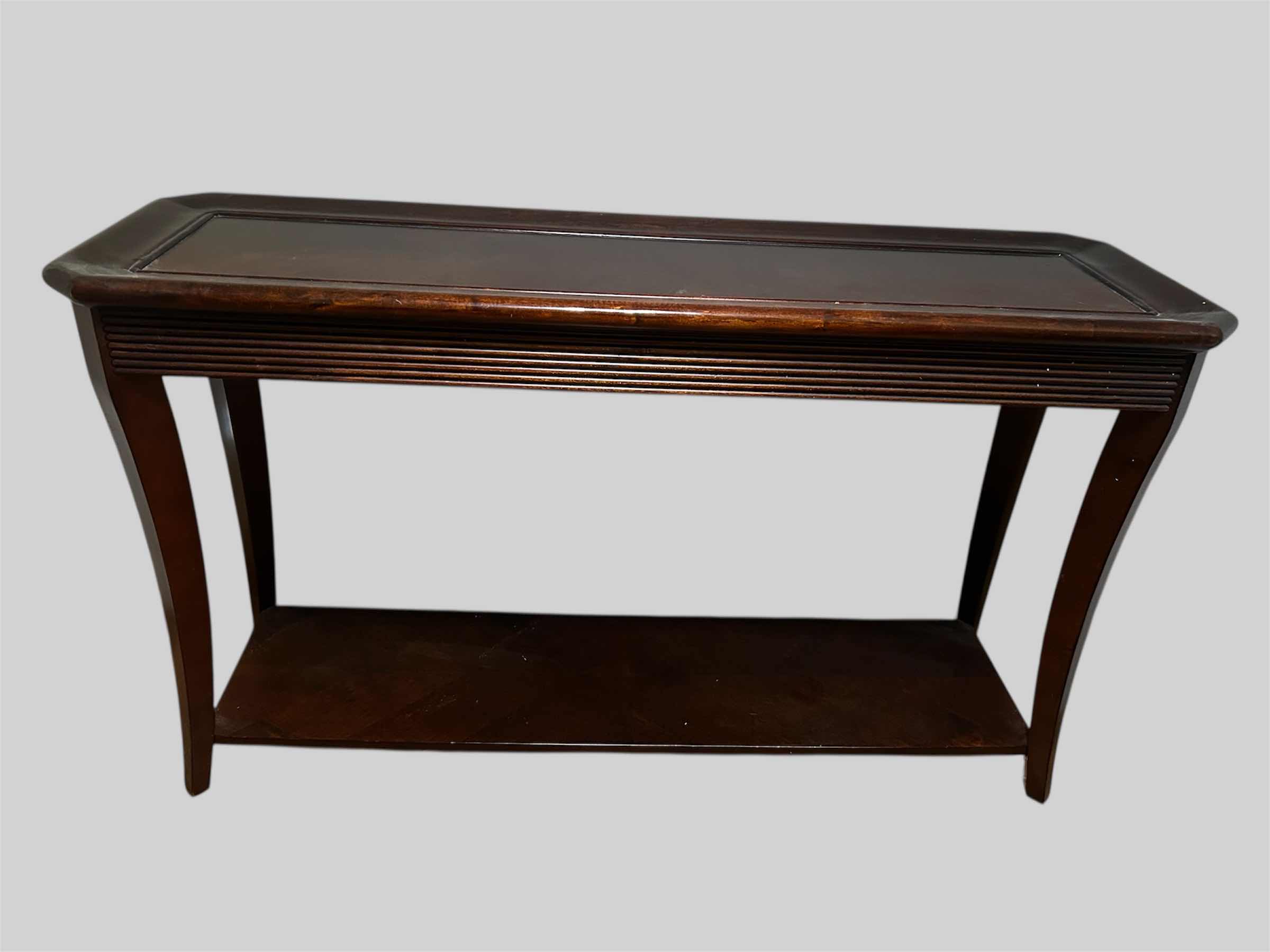 Photo 1 of RIBBON STRIPED MAHOGANY CONSOLE TABLE 55"X 18" H 32"