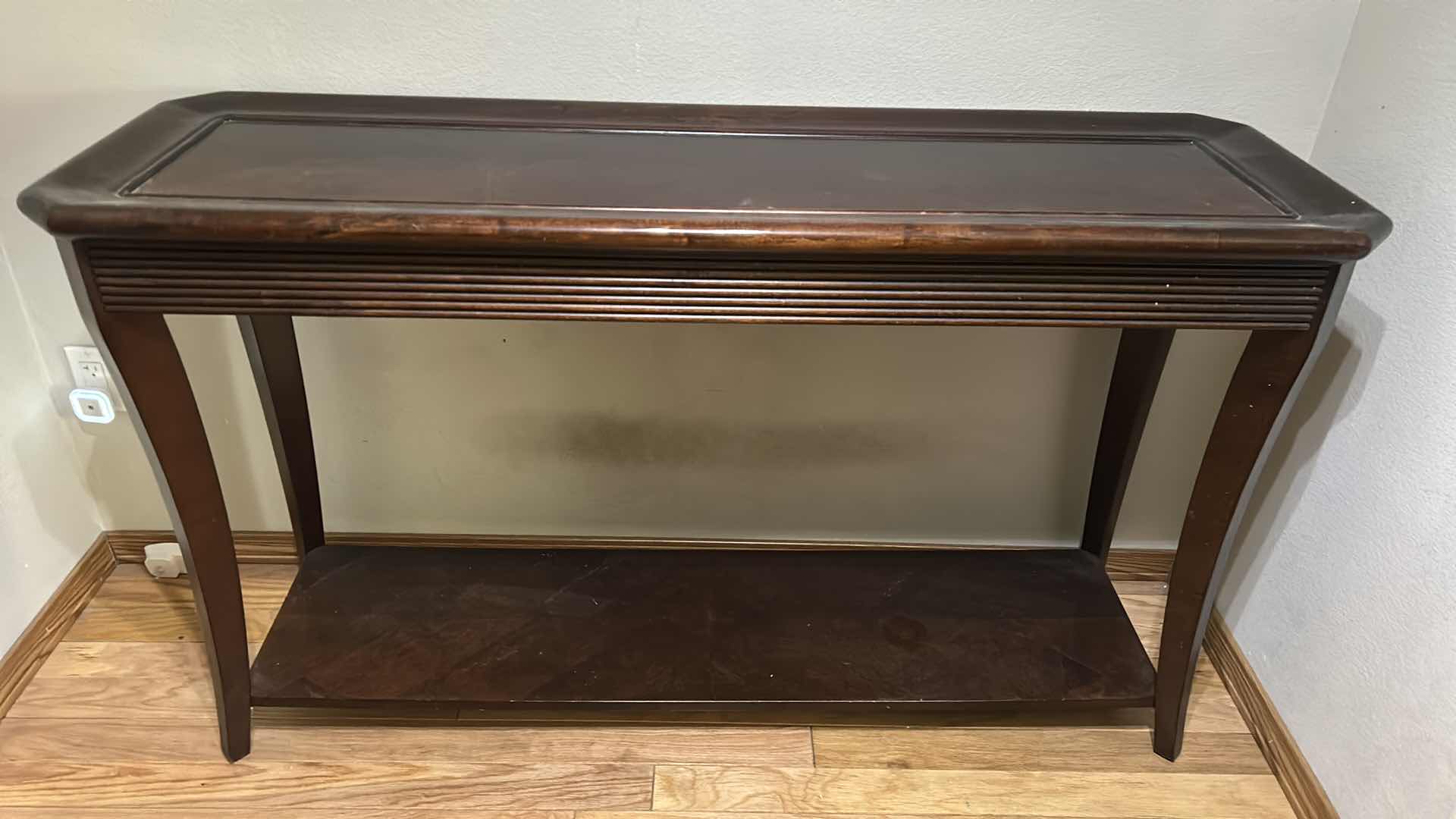 Photo 1 of RIBBON STRIPED MAHOGANY CONSOLE TABLE 55"X 18" H 32"