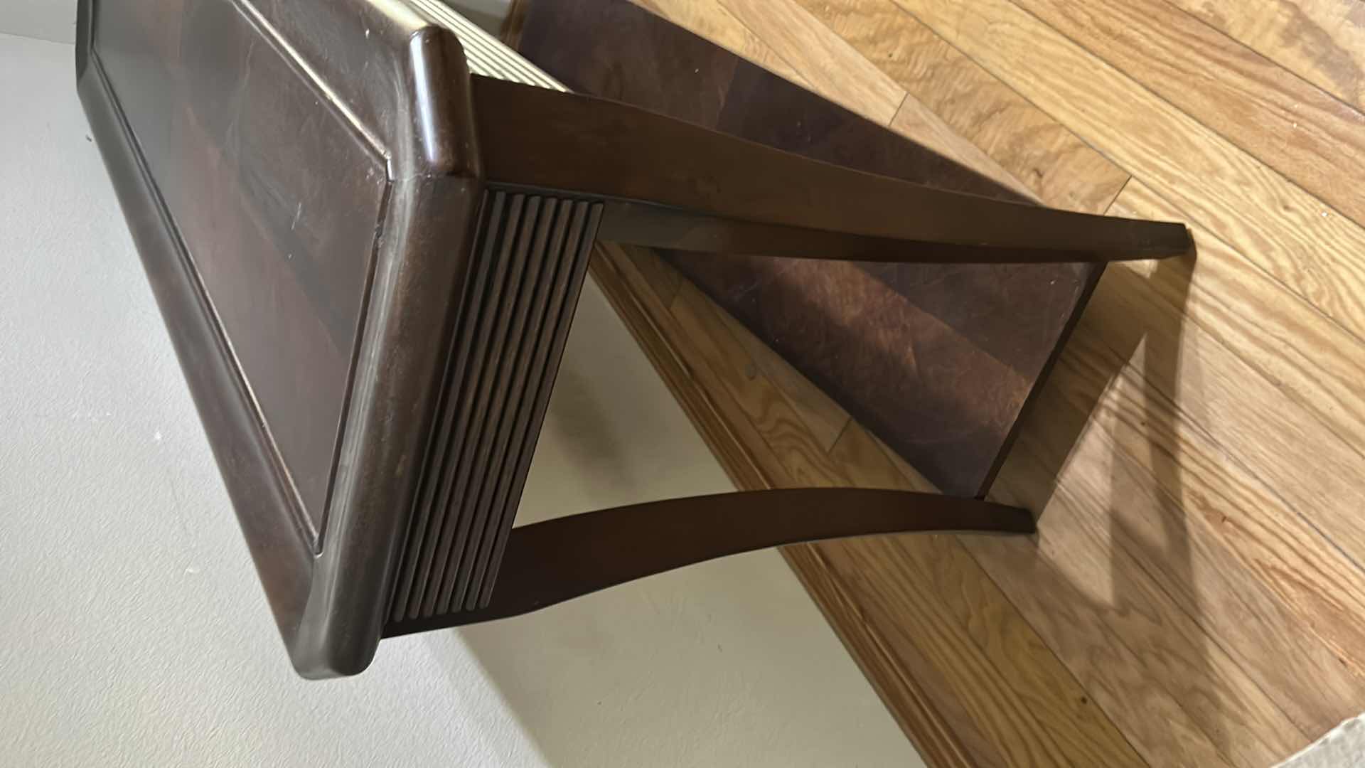 Photo 1 of RIBBON STRIPED MAHOGANY CONSOLE TABLE 55"X 18" H 32"